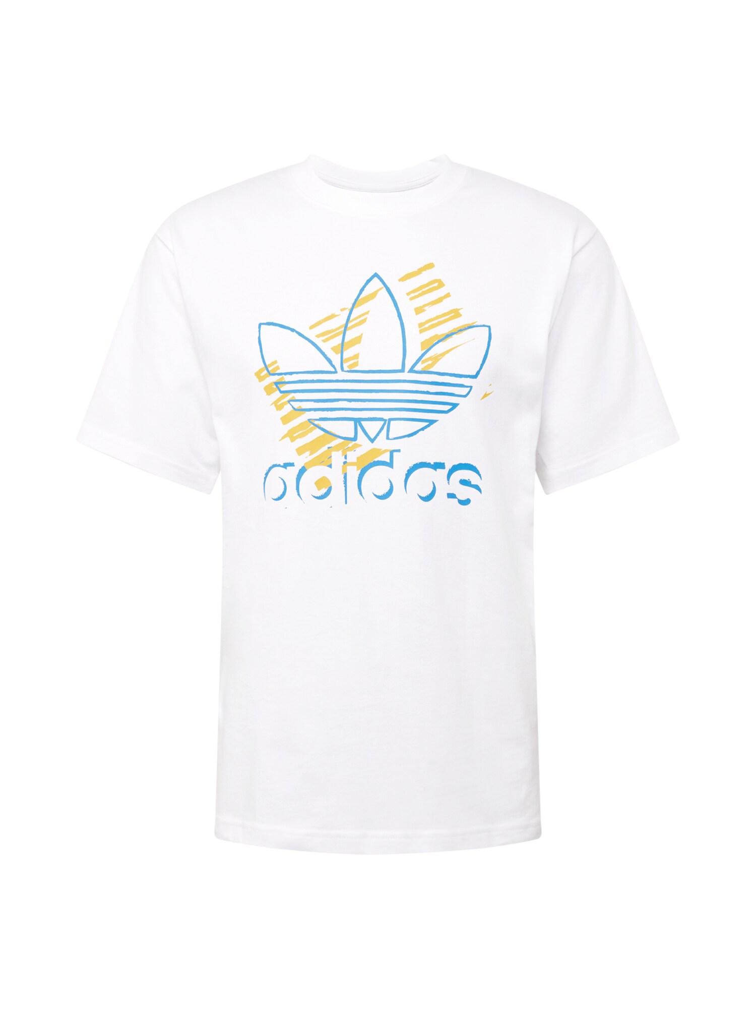 Adidas Originals Heren Shirt Trefoil Art Tee Blauw Geel Wit adidas originals kopen in de aanbieding