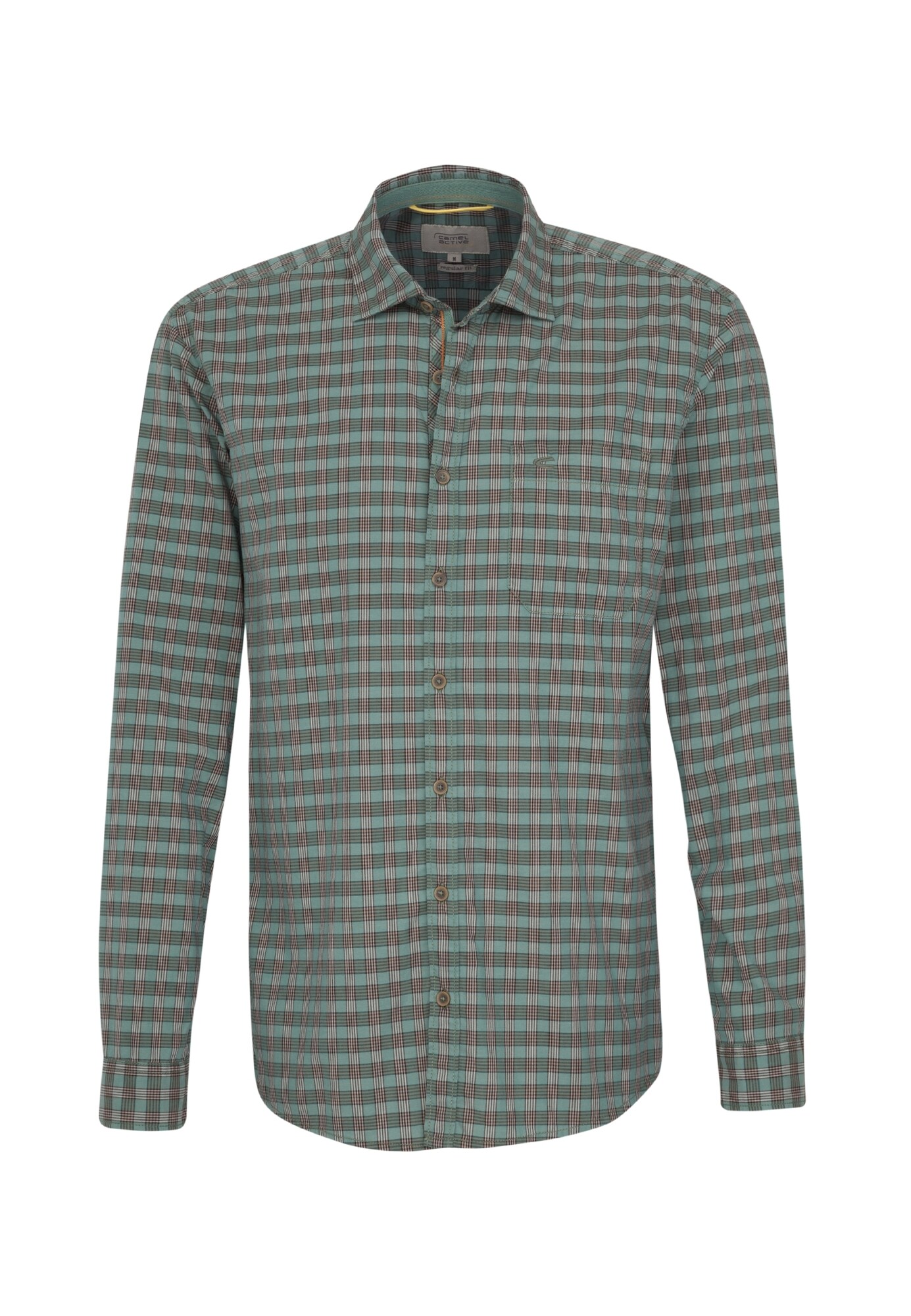 Camel Active Heren Overhemd Bruin Grasgroen camel active kopen in de aanbieding