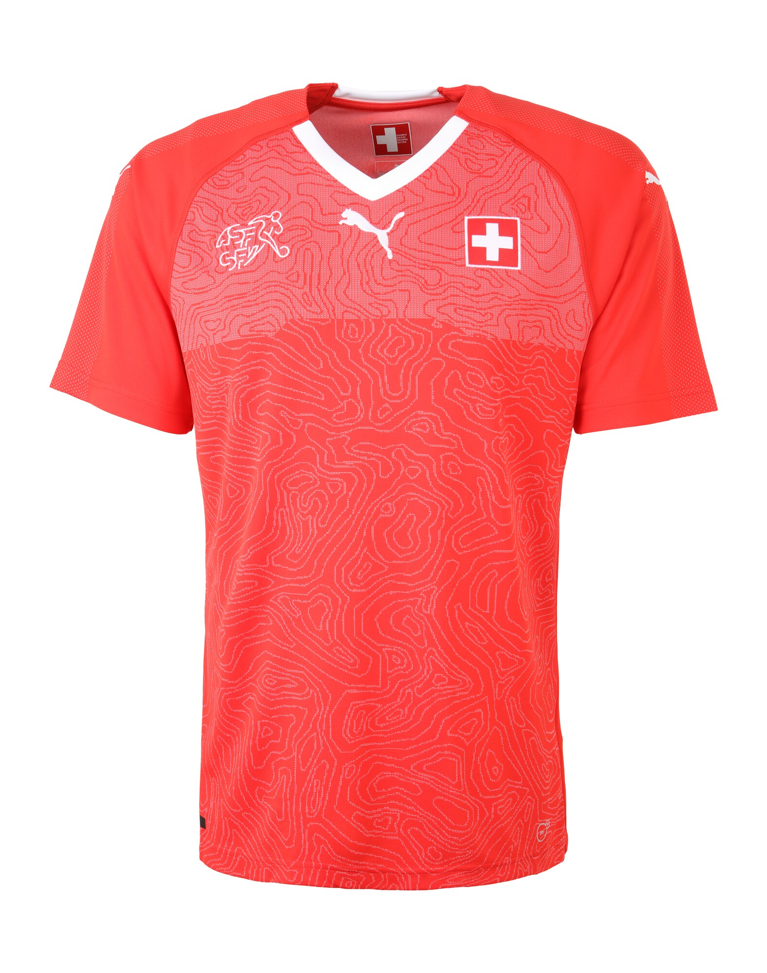 Puma Heren Functioneel Shirt Suisse Home Replica Rood Wit puma kopen in de aanbieding