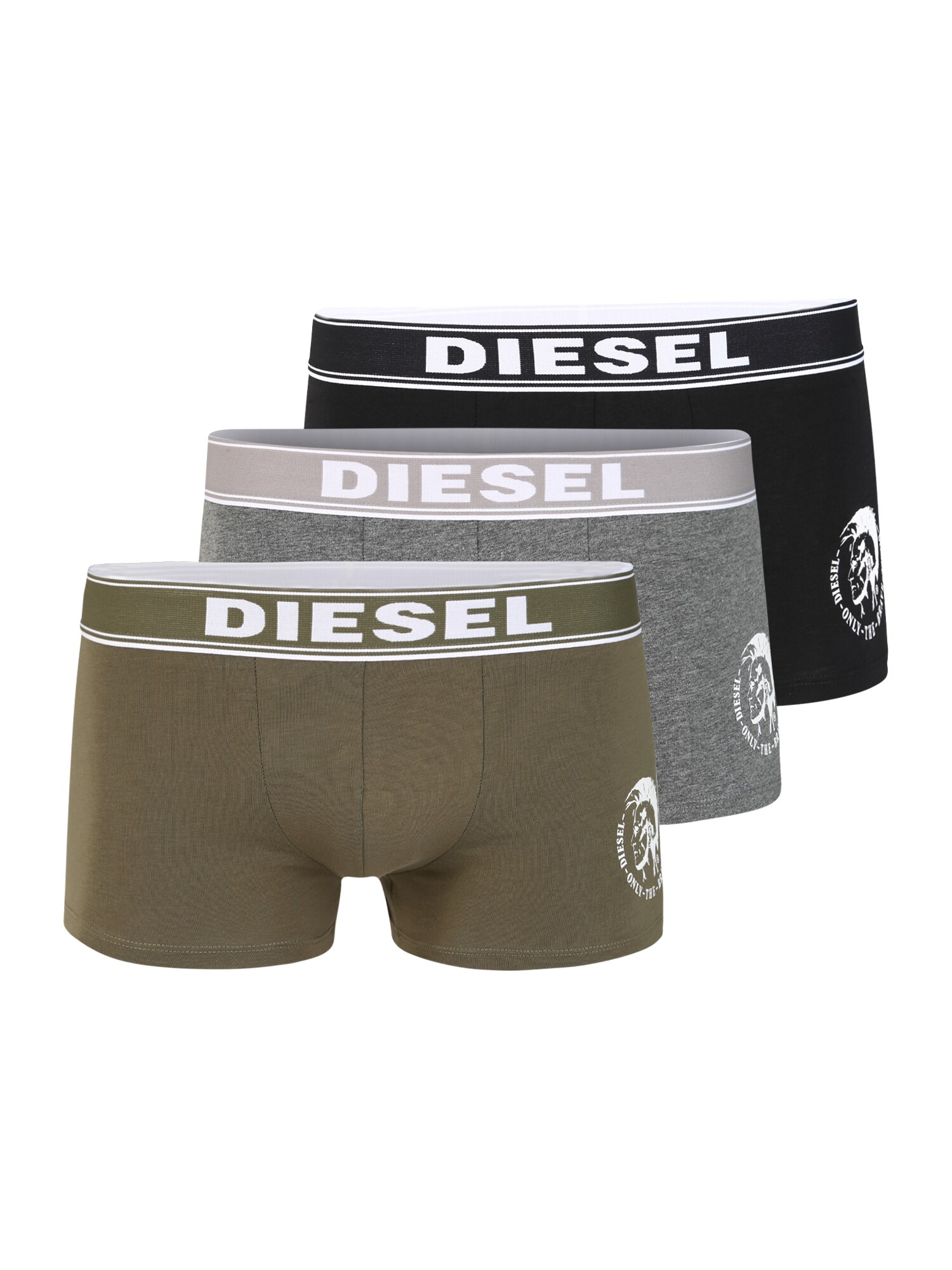 DIESEL Boxer trumpikės 'Shawn'  alyvuogių spalva / juoda / pilka