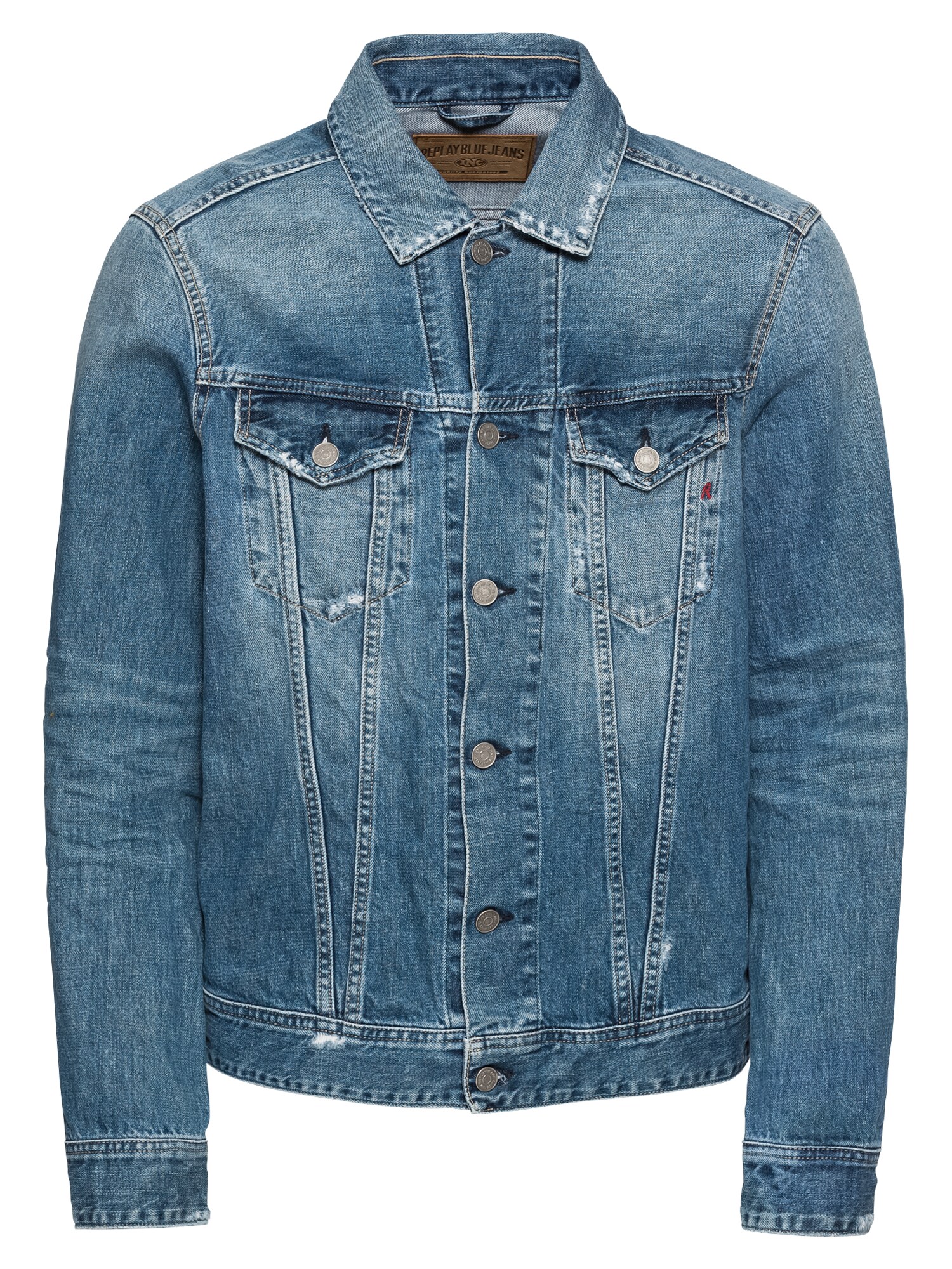 Replay Heren Tussenjas Jacke Blauw Denim replay kopen in de aanbieding