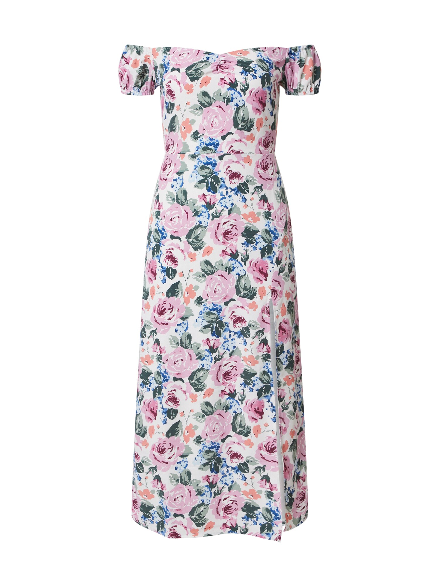 Fashion Union Vasarinė suknelė 'ELZA'  rožių spalva / turkio spalva / balta