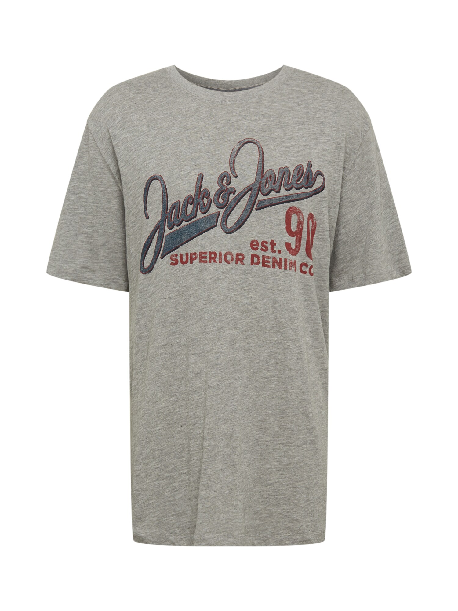 Jack & Jones Plus Marškinėliai 'MIGUEL'  margai pilka / raudona / tamsiai (džinso) mėlyna