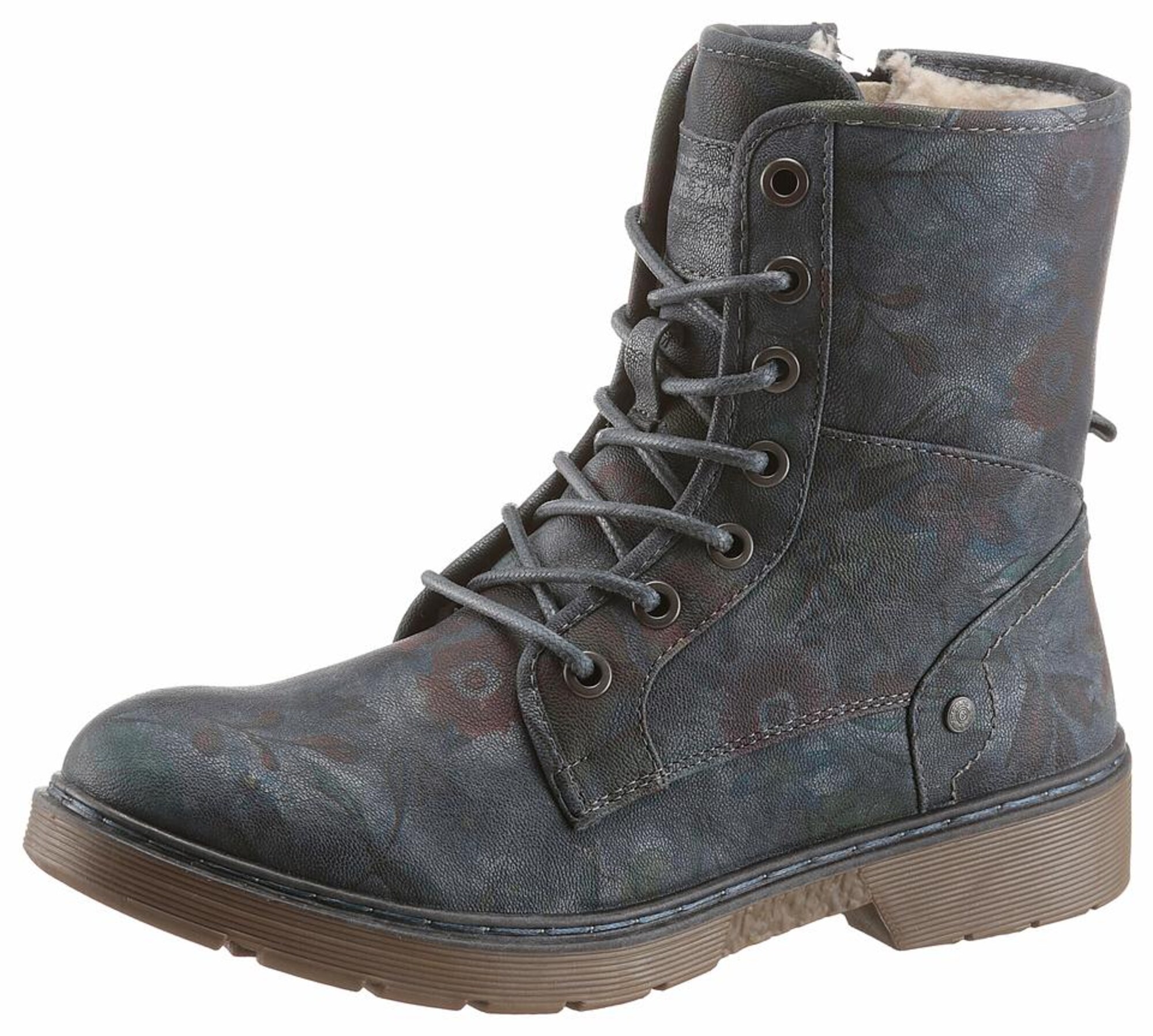 Mustang Dames Veterlaarzen Navy Donkerbruin mustang kopen in de aanbieding