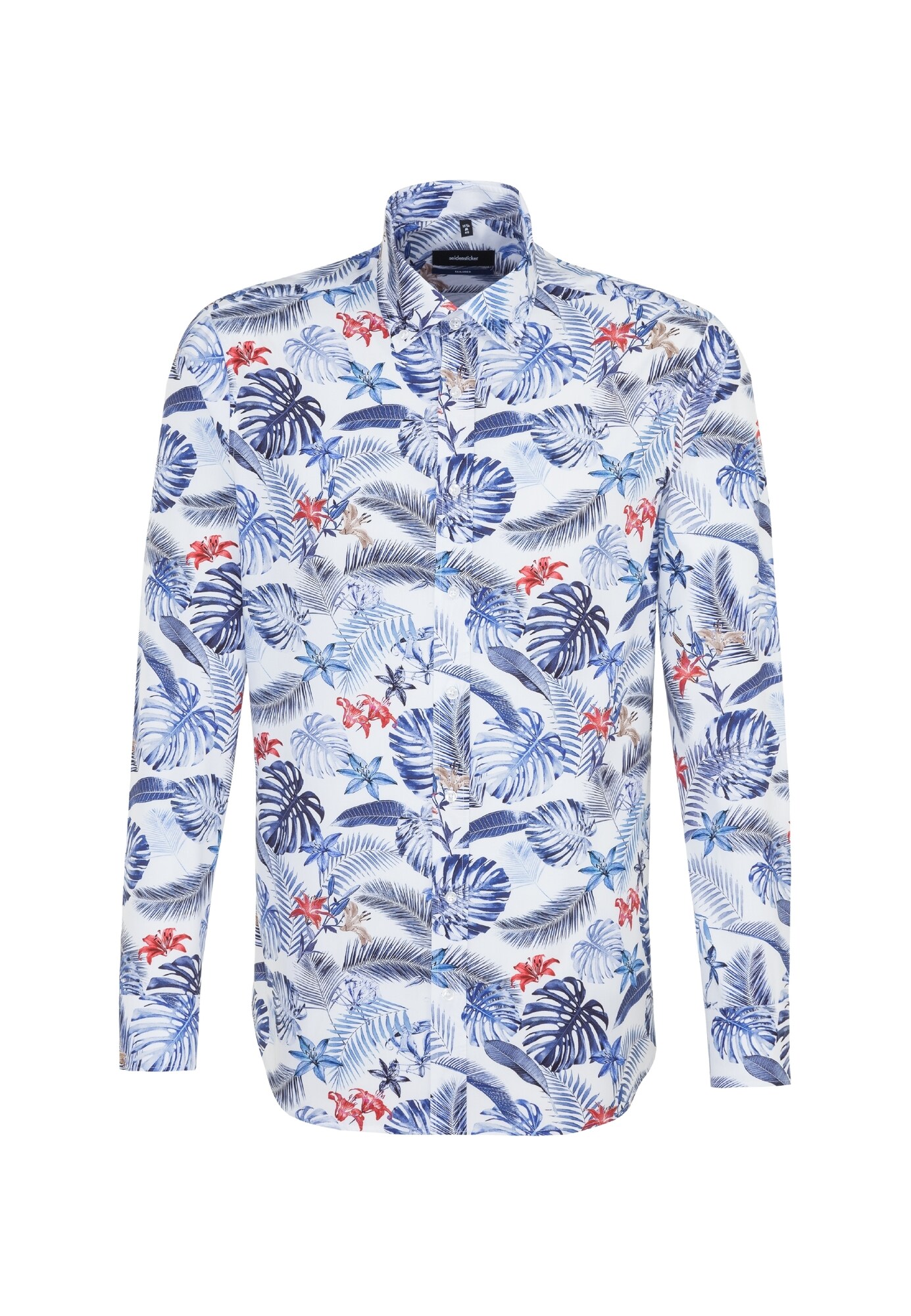 Seidensticker Heren Zakelijk Overhemd Tailored Blauw Rood Wit seidensticker kopen in de aanbieding