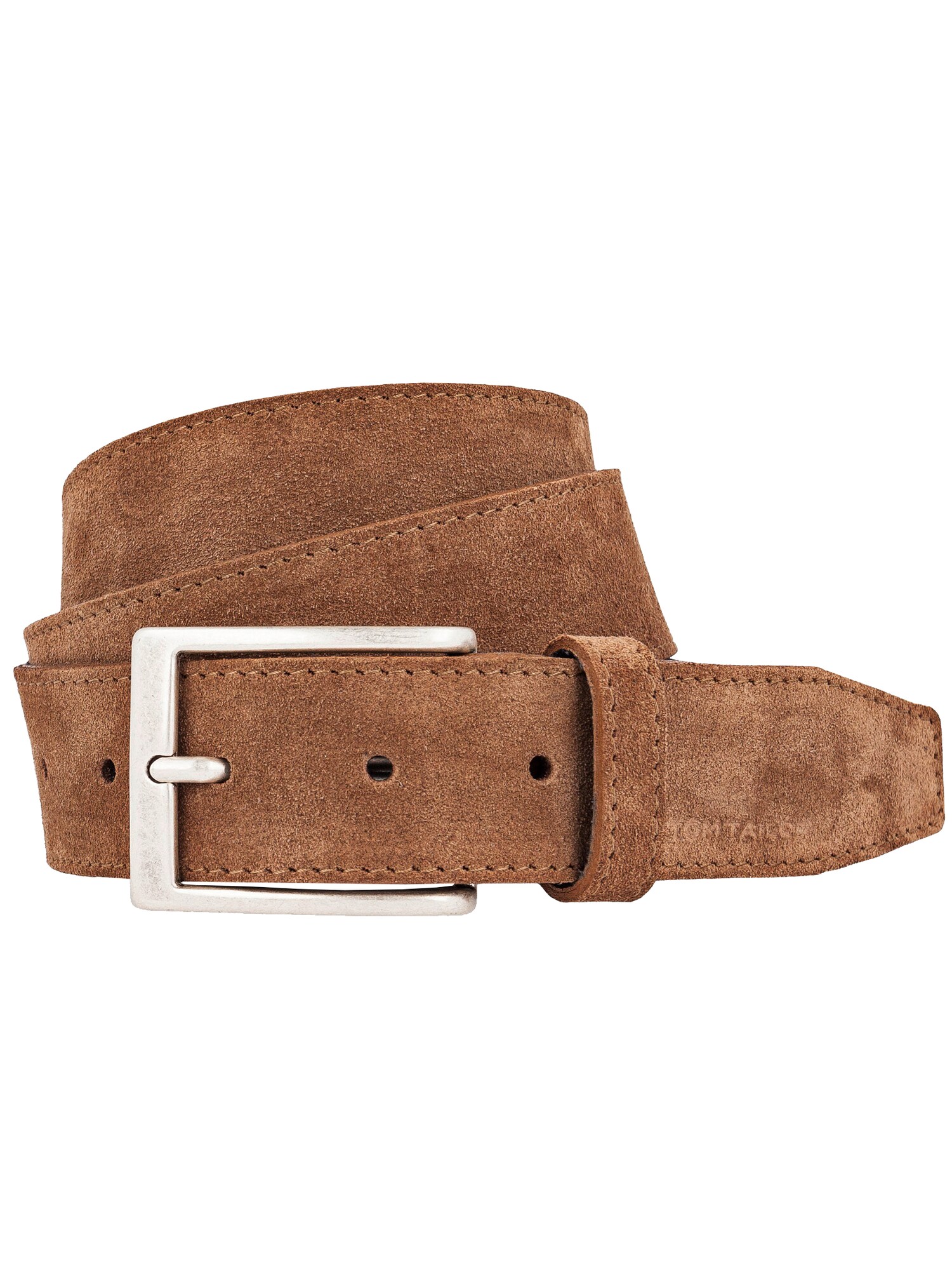 TOM TAILOR Gürtel ''''Suede leather belt with stitching'''' 3.5cm cognac