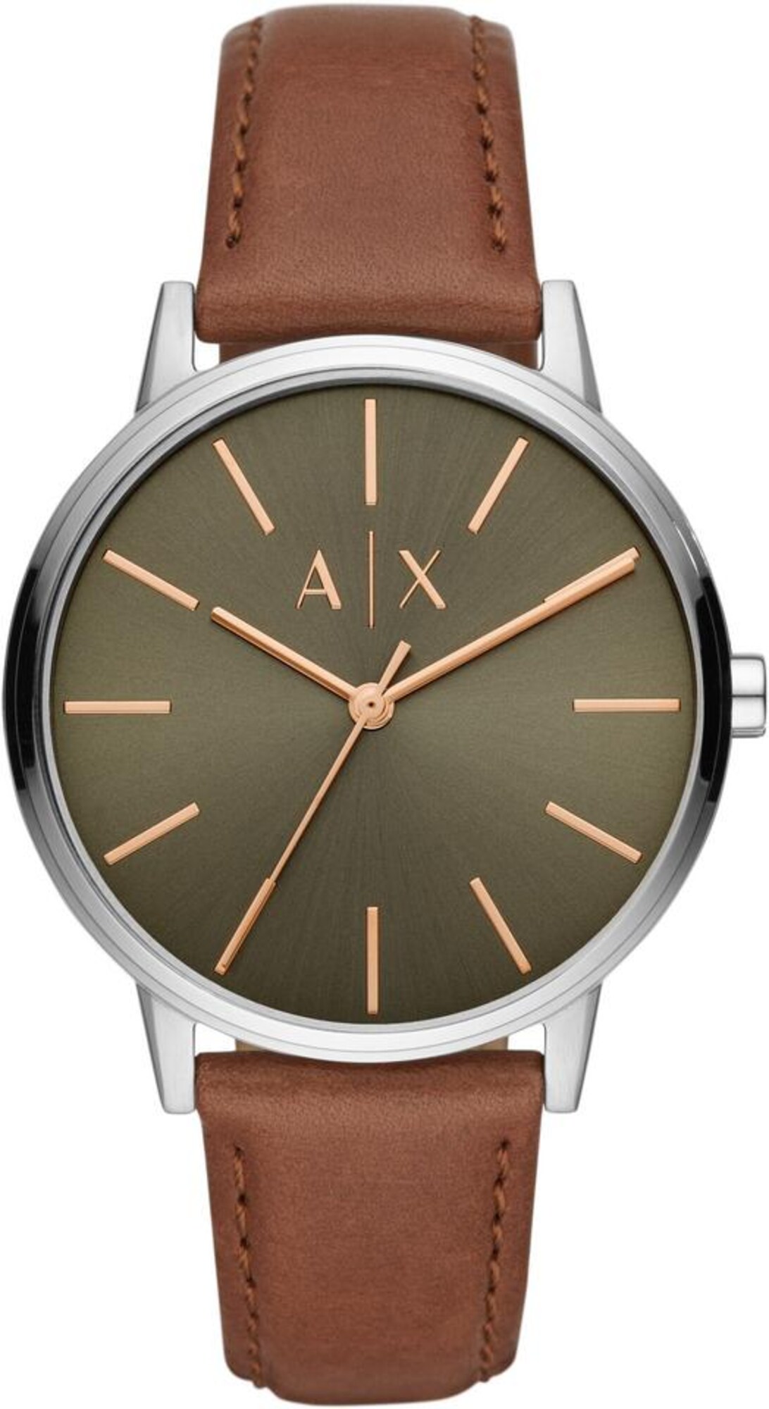 ARMANI EXCHANGE Quarzuhr braun / khaki / silber