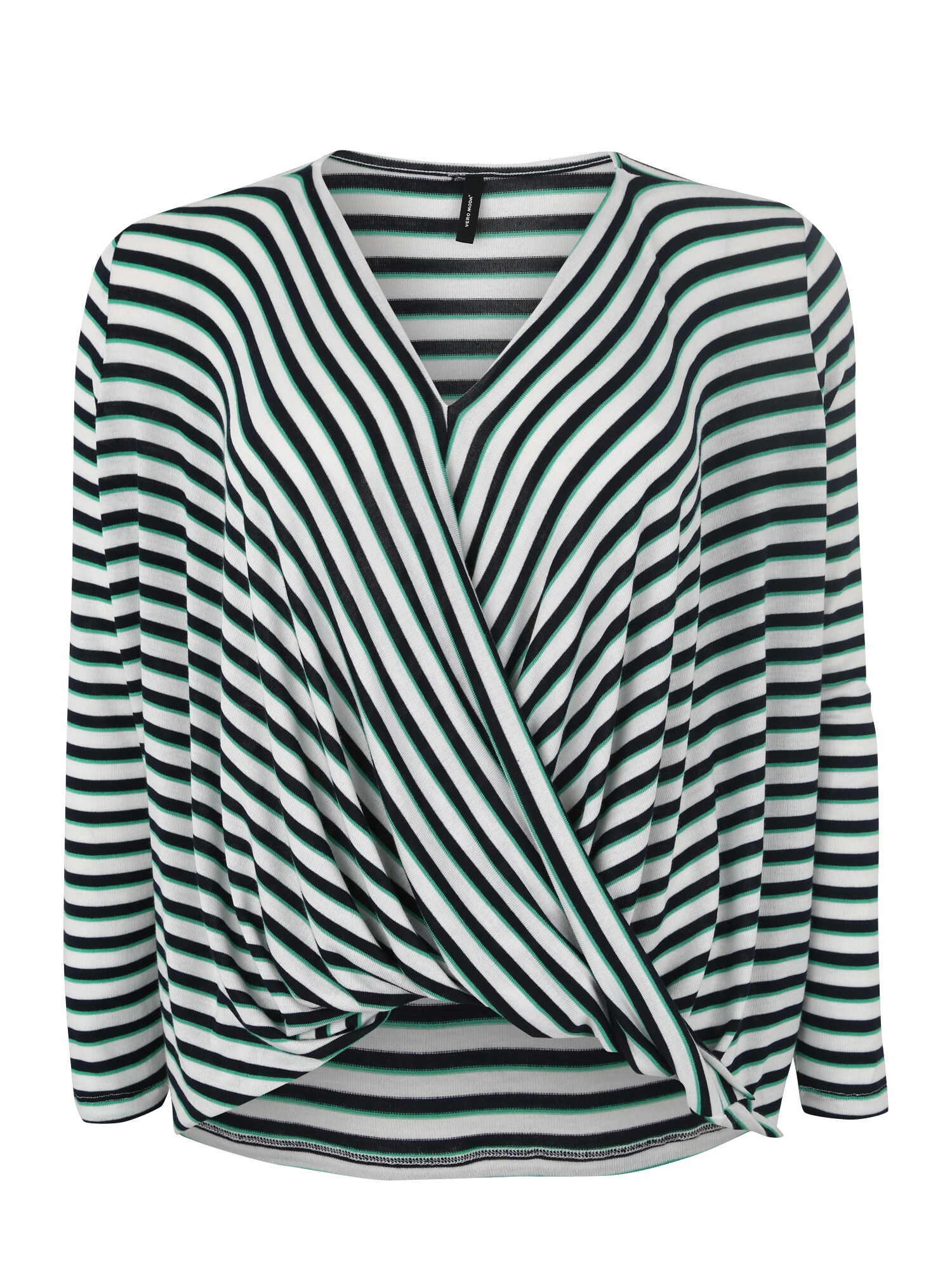 Vero Moda Curve Dames Trui Vmirene Honie Ls Wrap Top Nachtblauw Donkergroen Wit vero moda curve kopen in de aanbieding