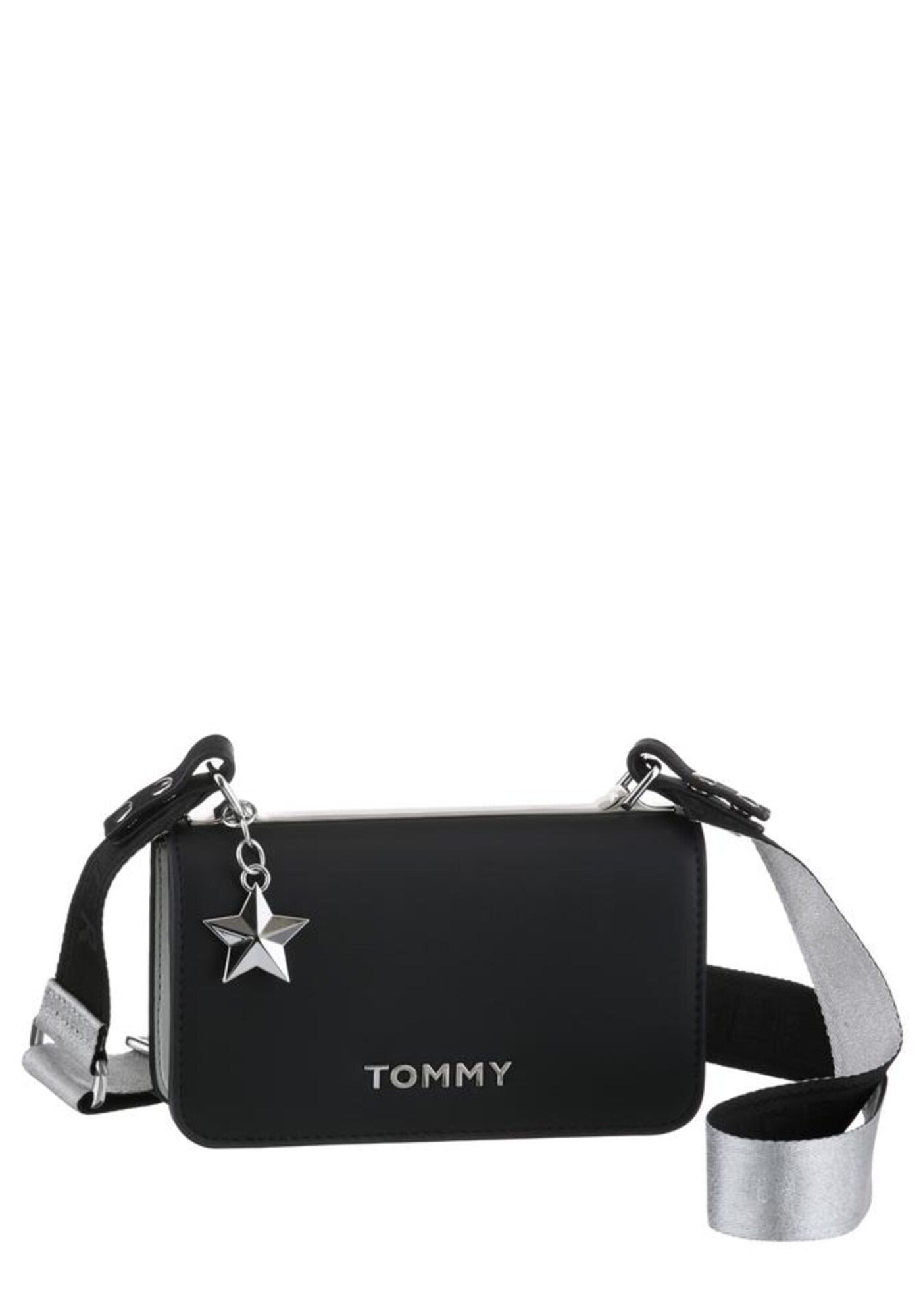 Tommy Hilfiger Dames Schoudertas Zwart Zilver tommy hilfiger kopen in de aanbieding