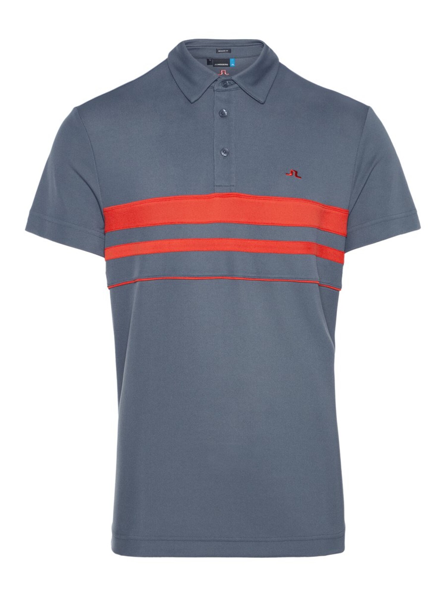 Jlindeberg Heren Functioneel Shirt Leo Zilvergrijs Oranjerood jlindeberg kopen in de aanbieding