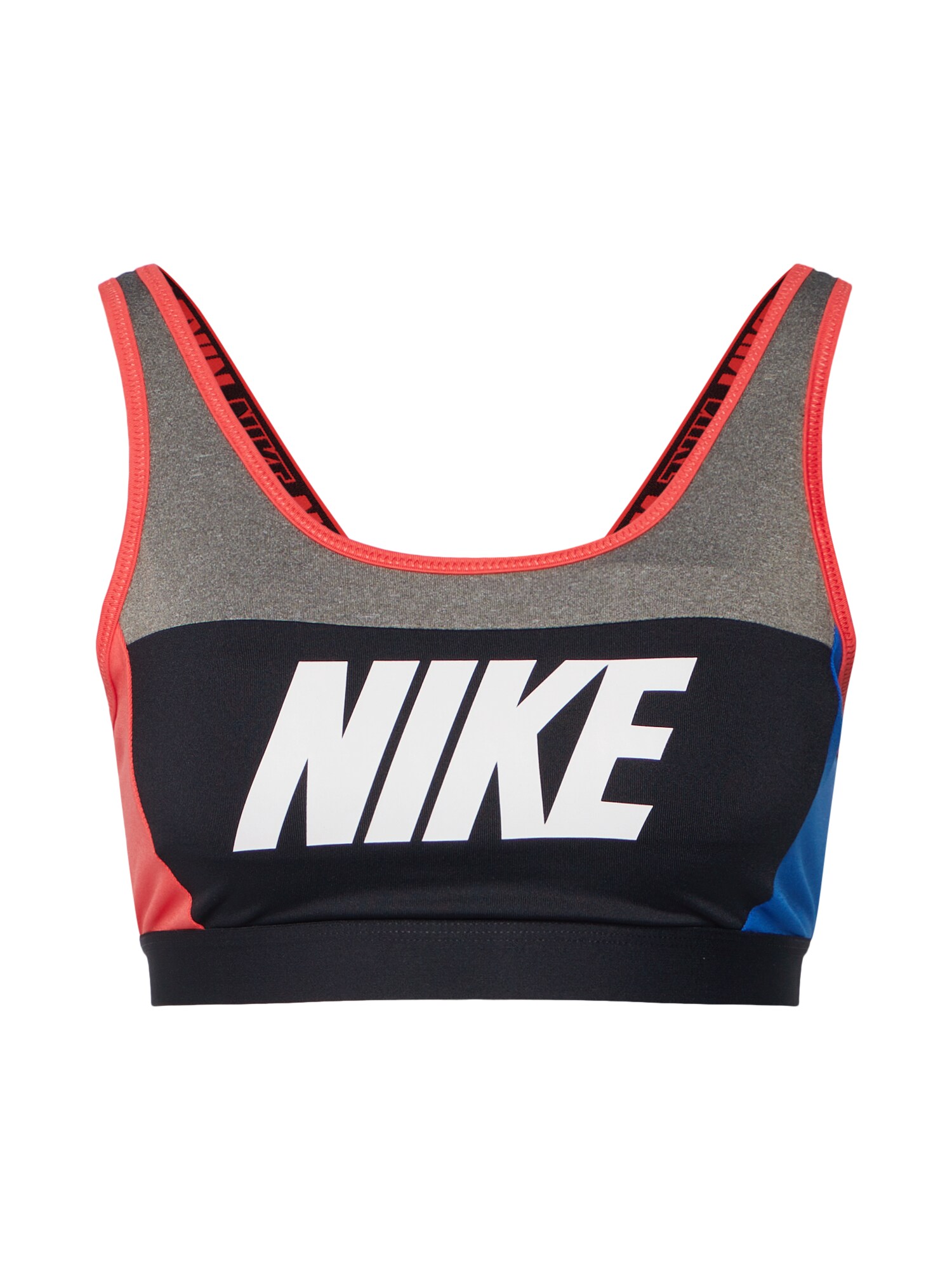 Nike Dames Sport Bh Sprt Dstrt Classic Bra Grijs Koraal Zwart nike kopen in de aanbieding