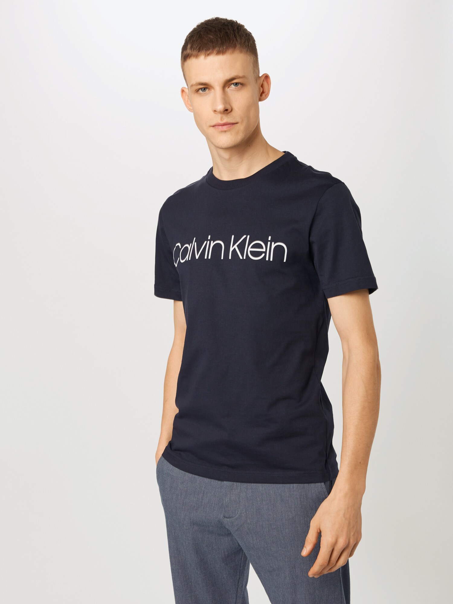 Calvin Klein Tričko námornícka modrá / biela (obrázok 4)
