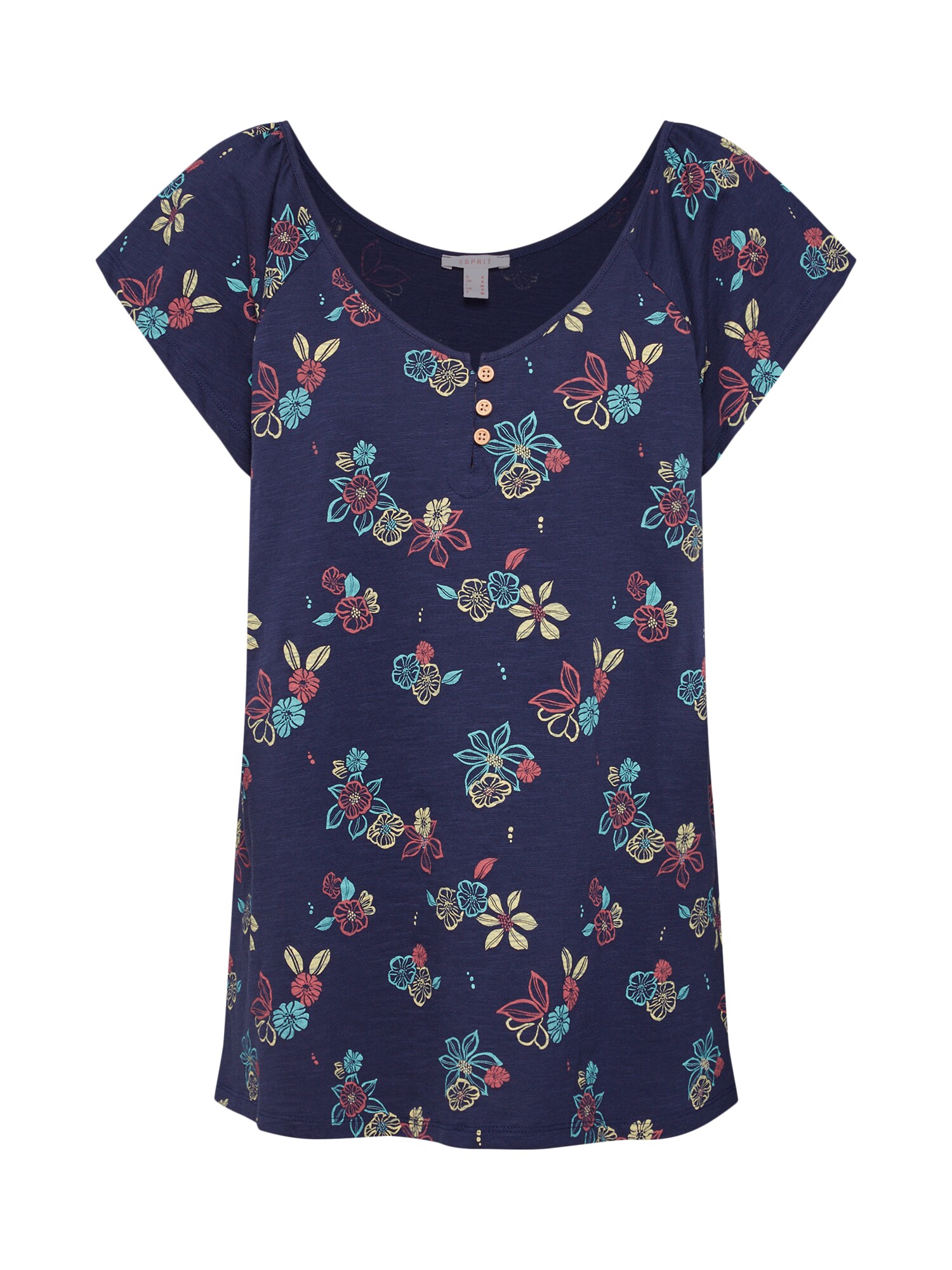 Esprit Dames Shirt Aop Aw Tee Navy Gemengde Kleuren esprit kopen in de aanbieding