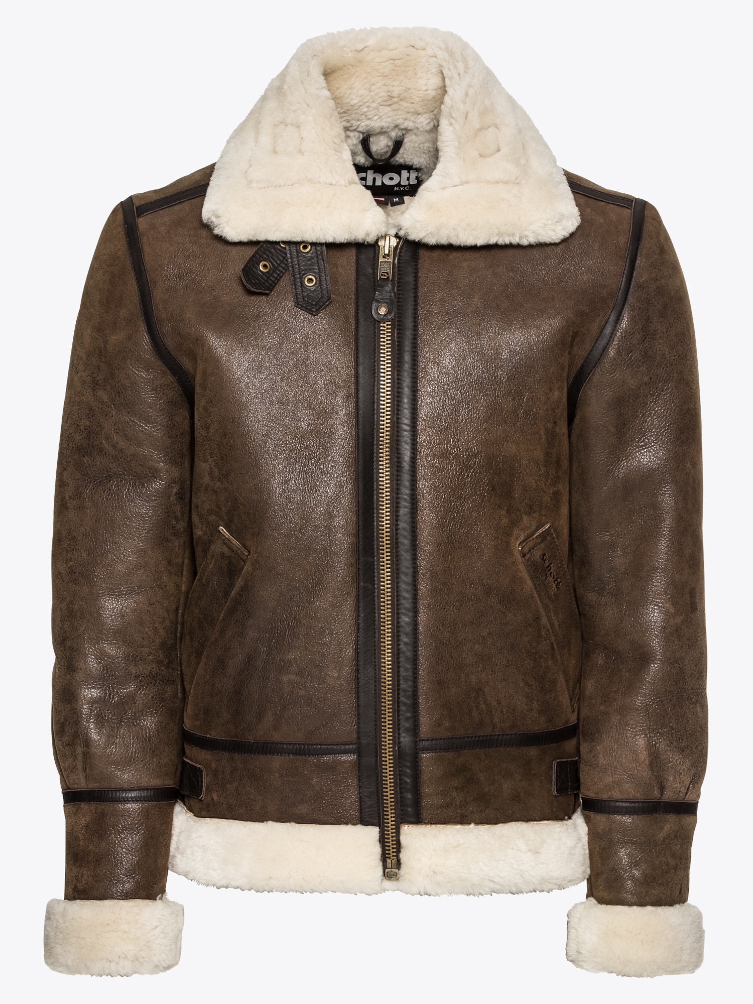 Schott NYC Geacă de primăvară-toamnă LC1259 crem / maro