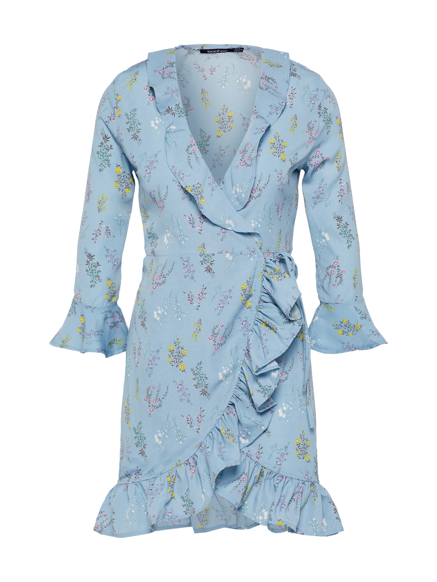 Boohoo Dames Jurk Bethany Wrap Lichtblauw boohoo kopen in de aanbieding