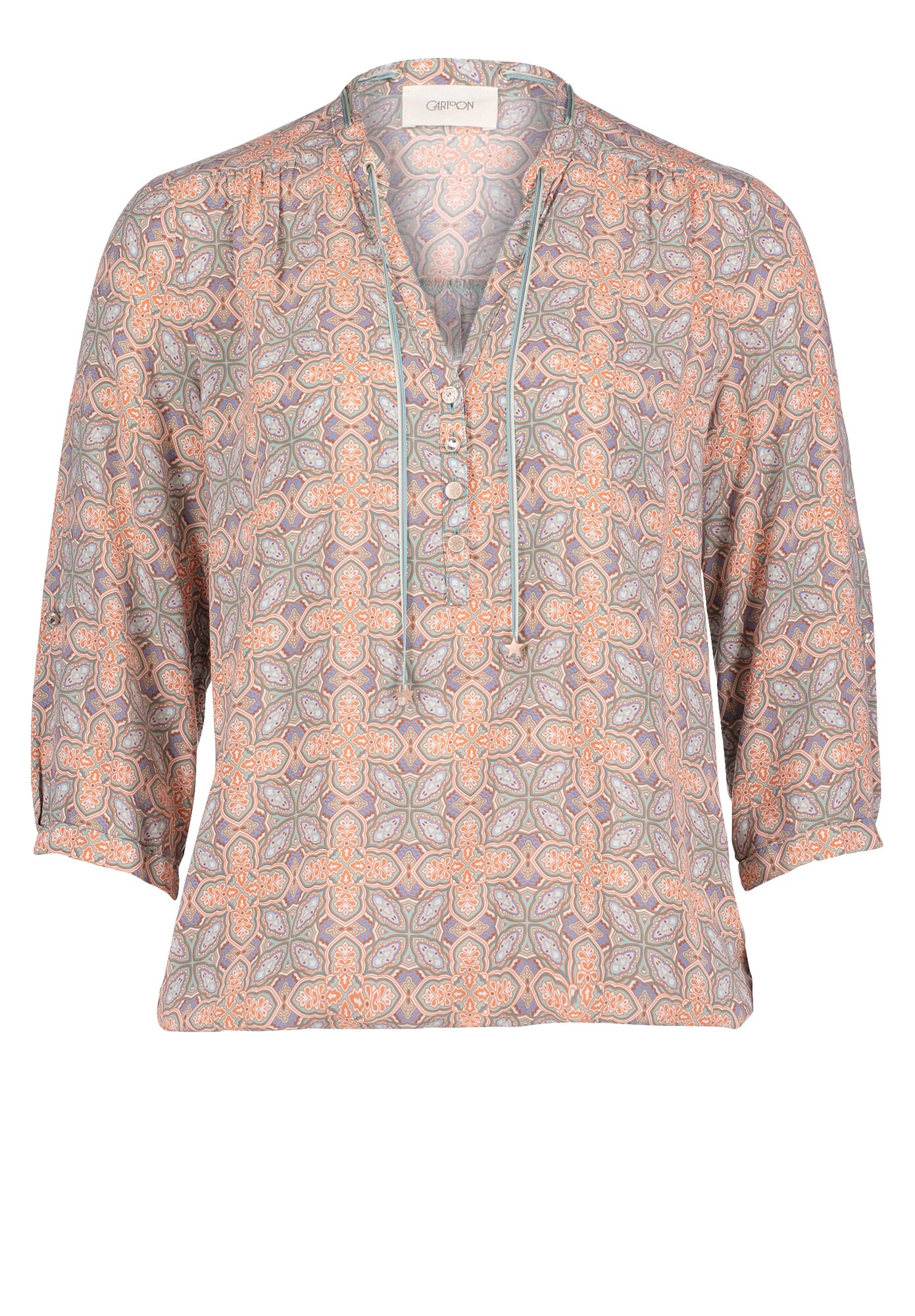 Cartoon Dames Blouse Lichtblauw Taupe Abrikoos cartoon kopen in de aanbieding