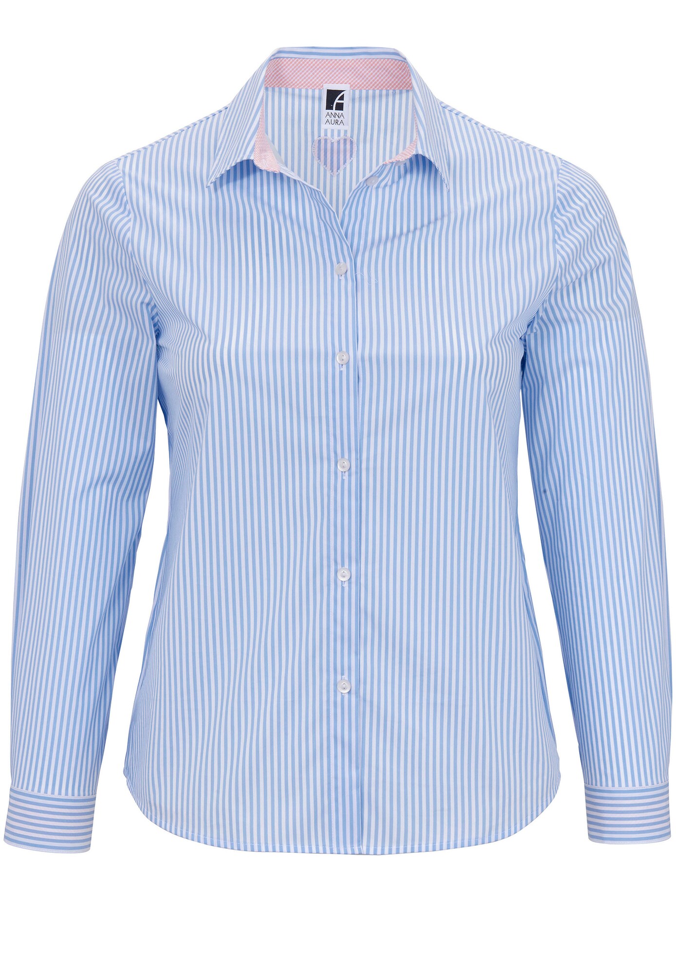 Anna Aura Dames Blouse Lichtblauw Rosa Wit anna aura kopen in de aanbieding