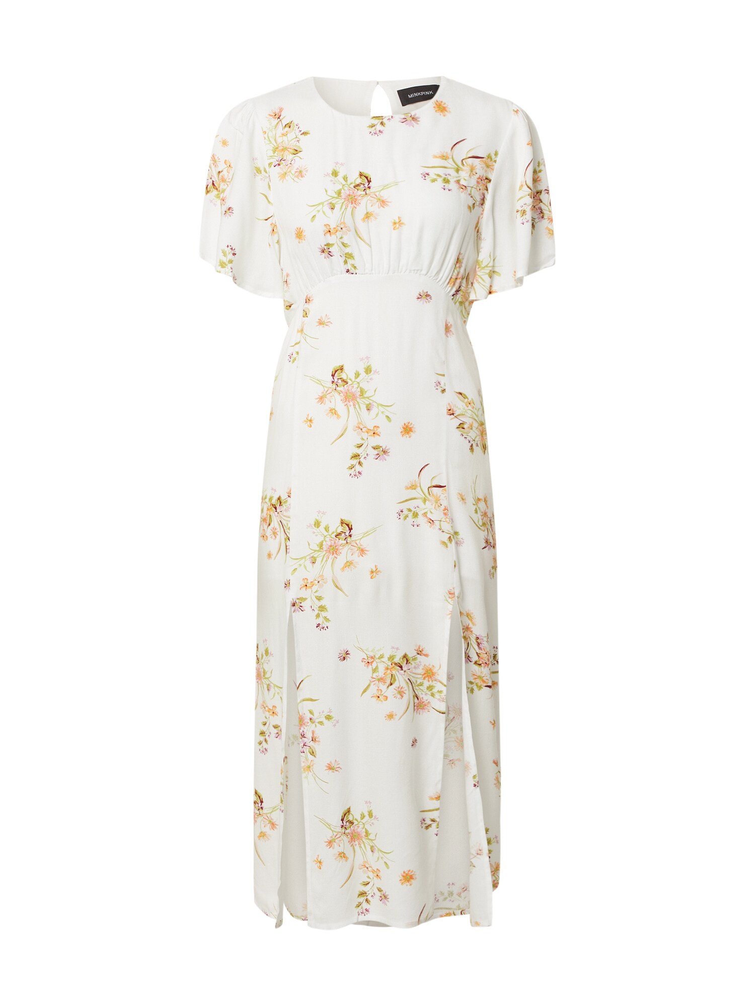 MINKPINK Suknelė 'FLORAL BEAUTY MIDI DRESS'  geltona / balta