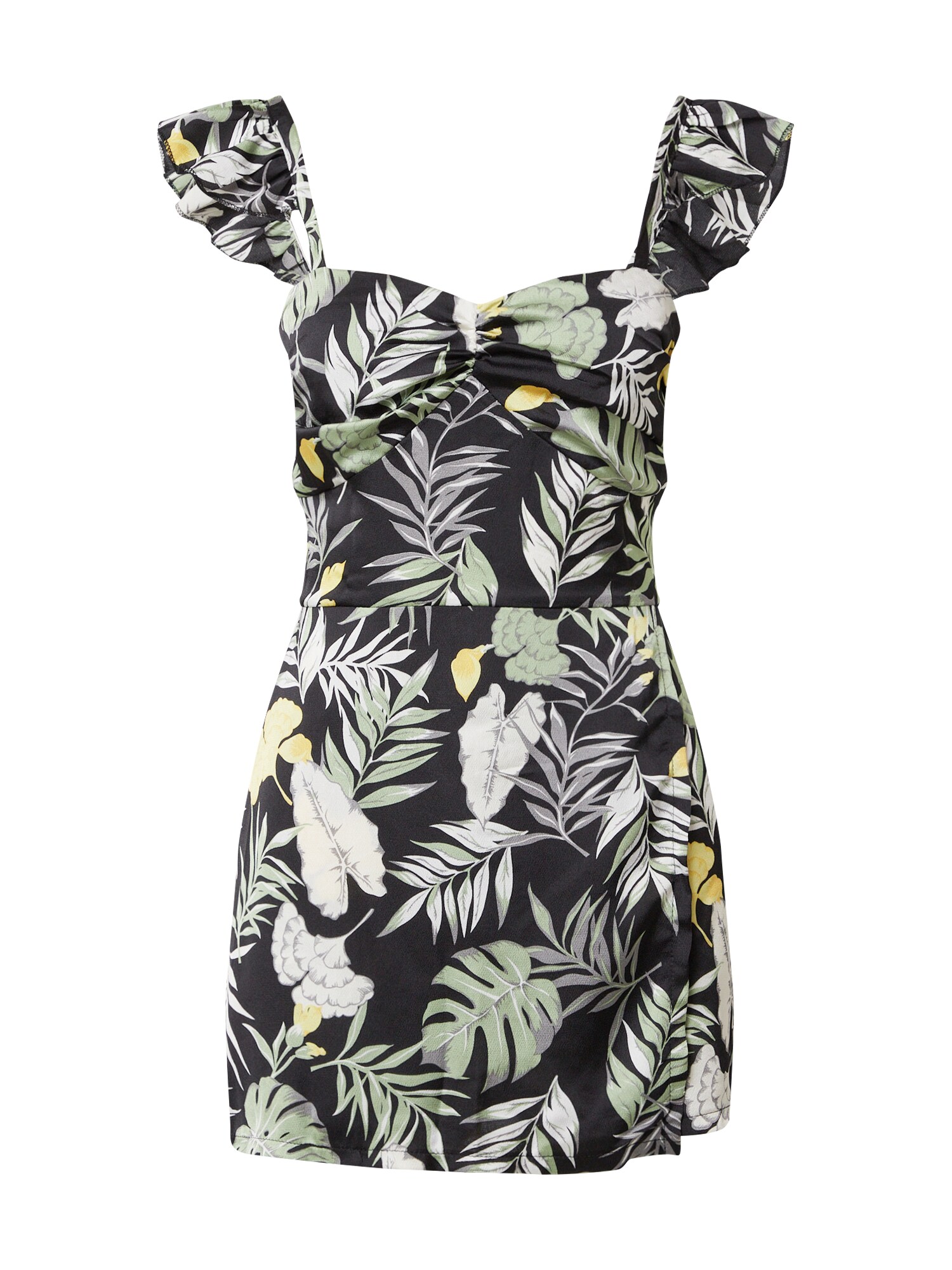 Missguided Kombinezono tipo kostiumas 'Tropical'  juoda / žalia / balta