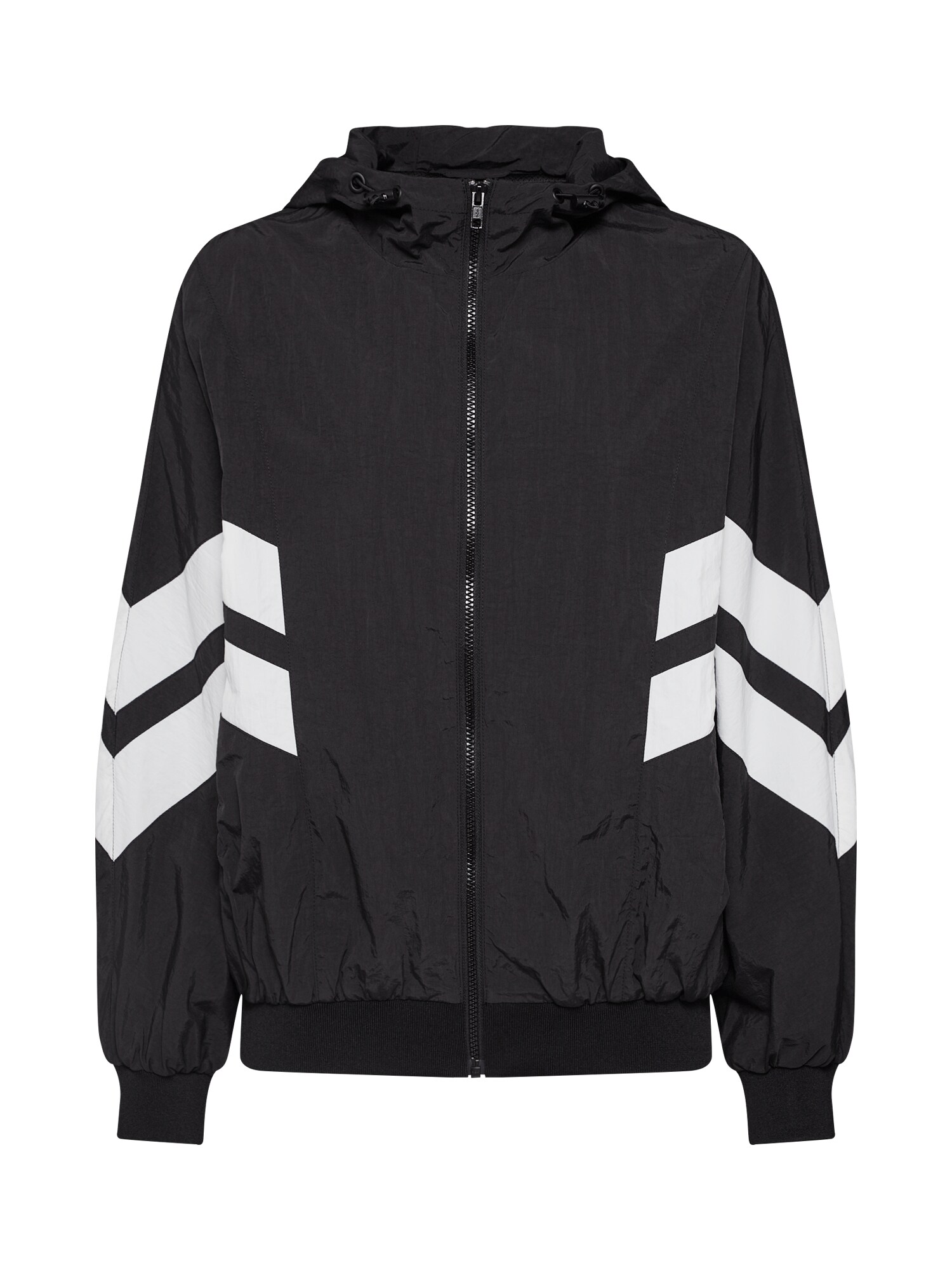 Urban Classics Geacă de primăvară-toamnă Crinkle Batwing  negru / alb