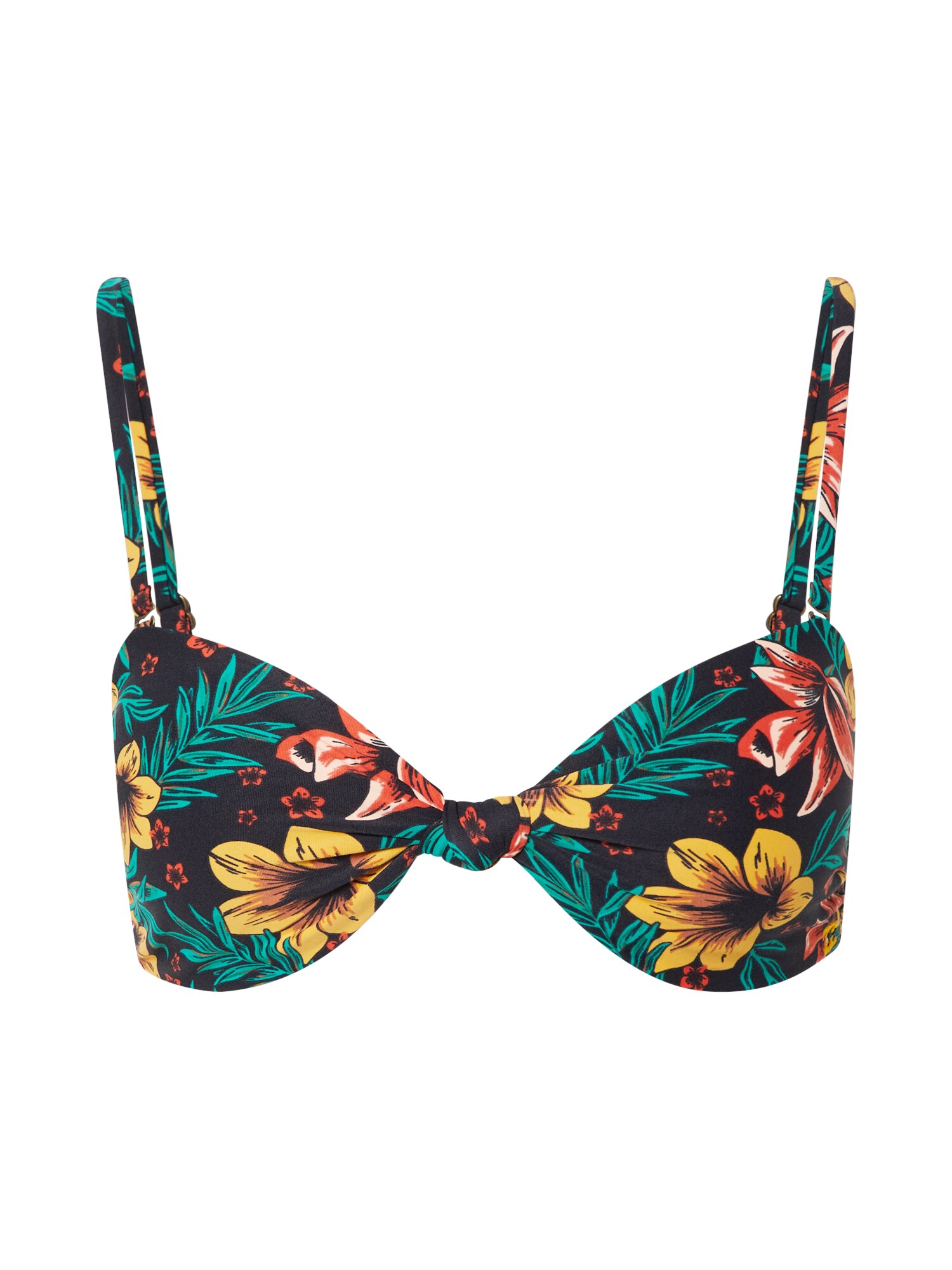 BILLABONG Sportinio bikinio viršutinė dalis 's.s knotted bandeau'  geltona / juoda / žalia