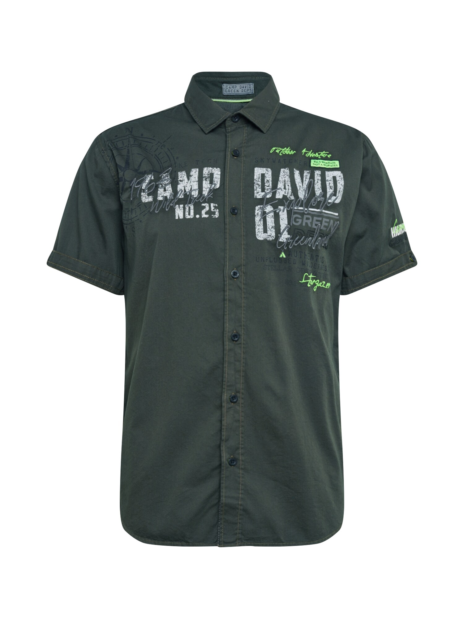 CAMP DAVID Dalykiniai marškiniai  įdegio spalva / balta / obuolių spalva