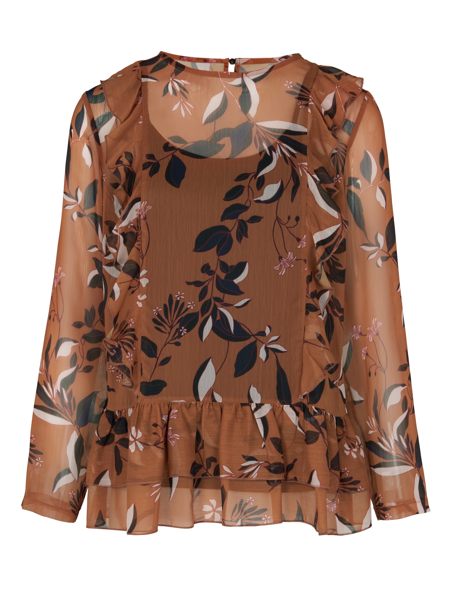 Heine Dames Blouse Karamel Zwart Natuurwit heine kopen in de aanbieding