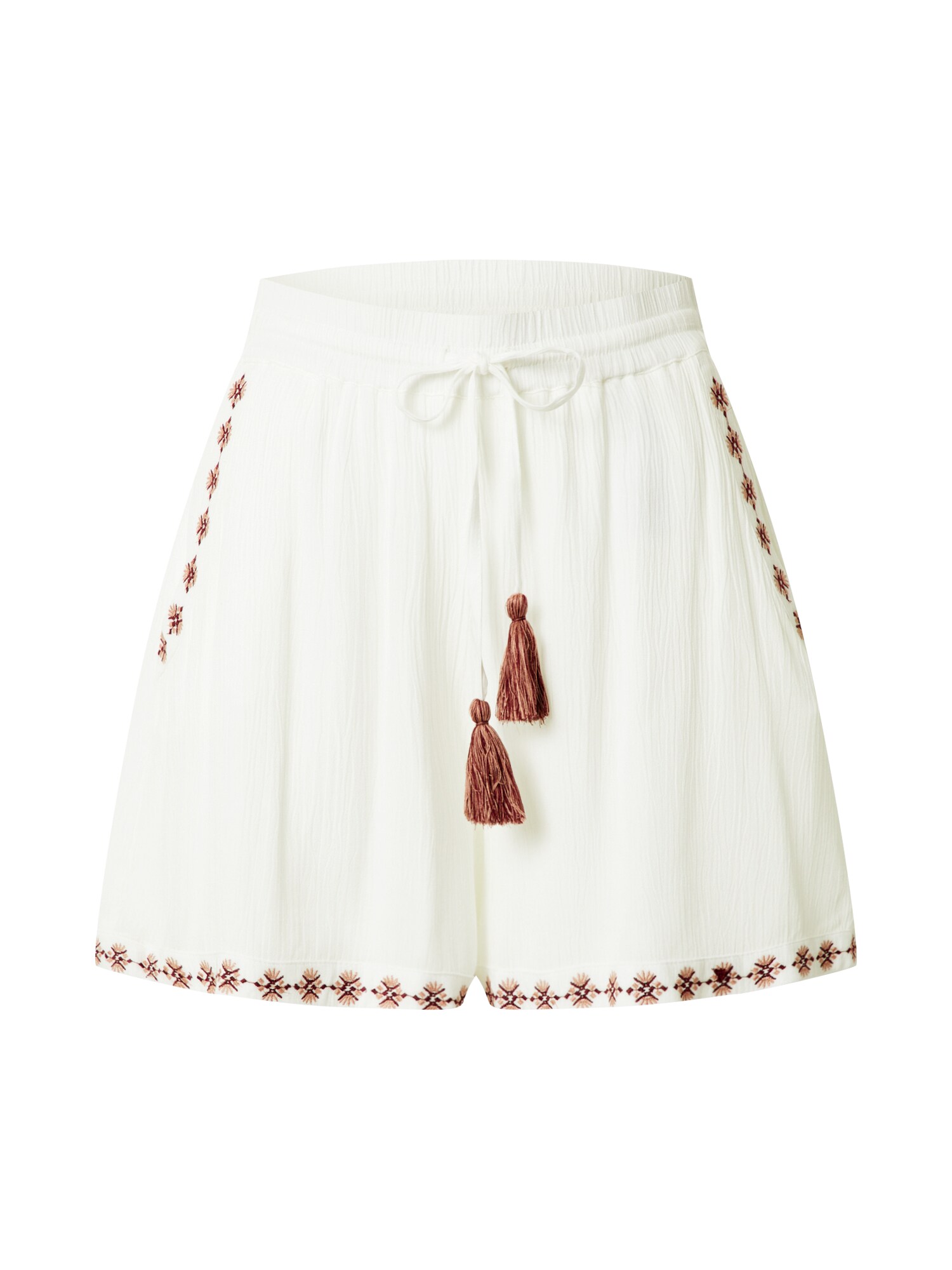 VERO MODA Kelnės 'NEW HOUSTON'  balta / vyšninė spalva / ryškiai rožinė spalva
