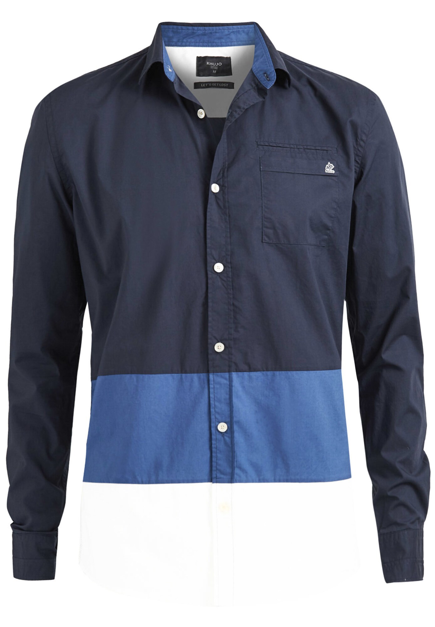 Khujo Heren Overhemd Revan Blauw Donkerblauw Wit khujo kopen in de aanbieding