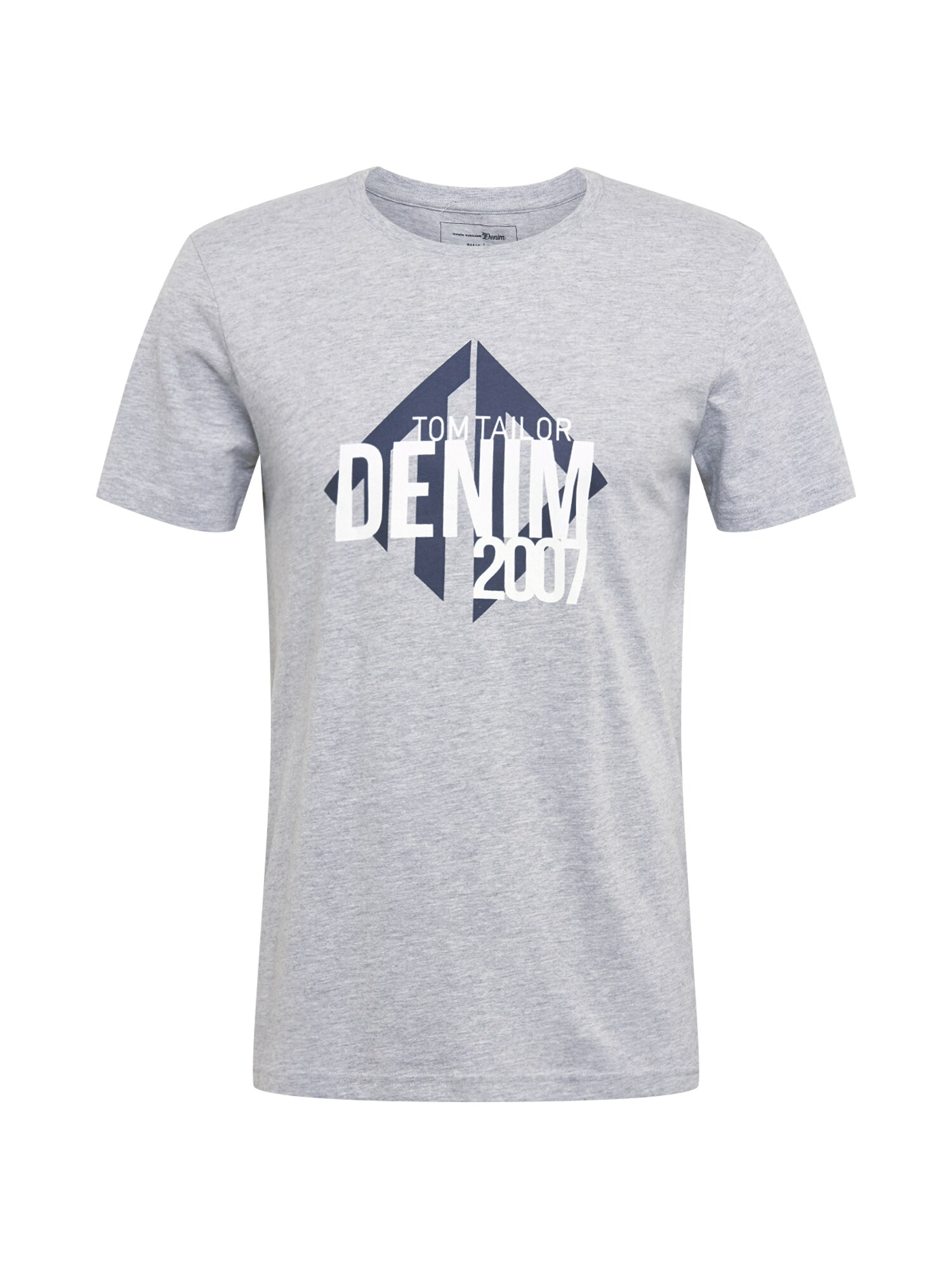 TOM TAILOR DENIM Marškinėliai  margai pilka / balta