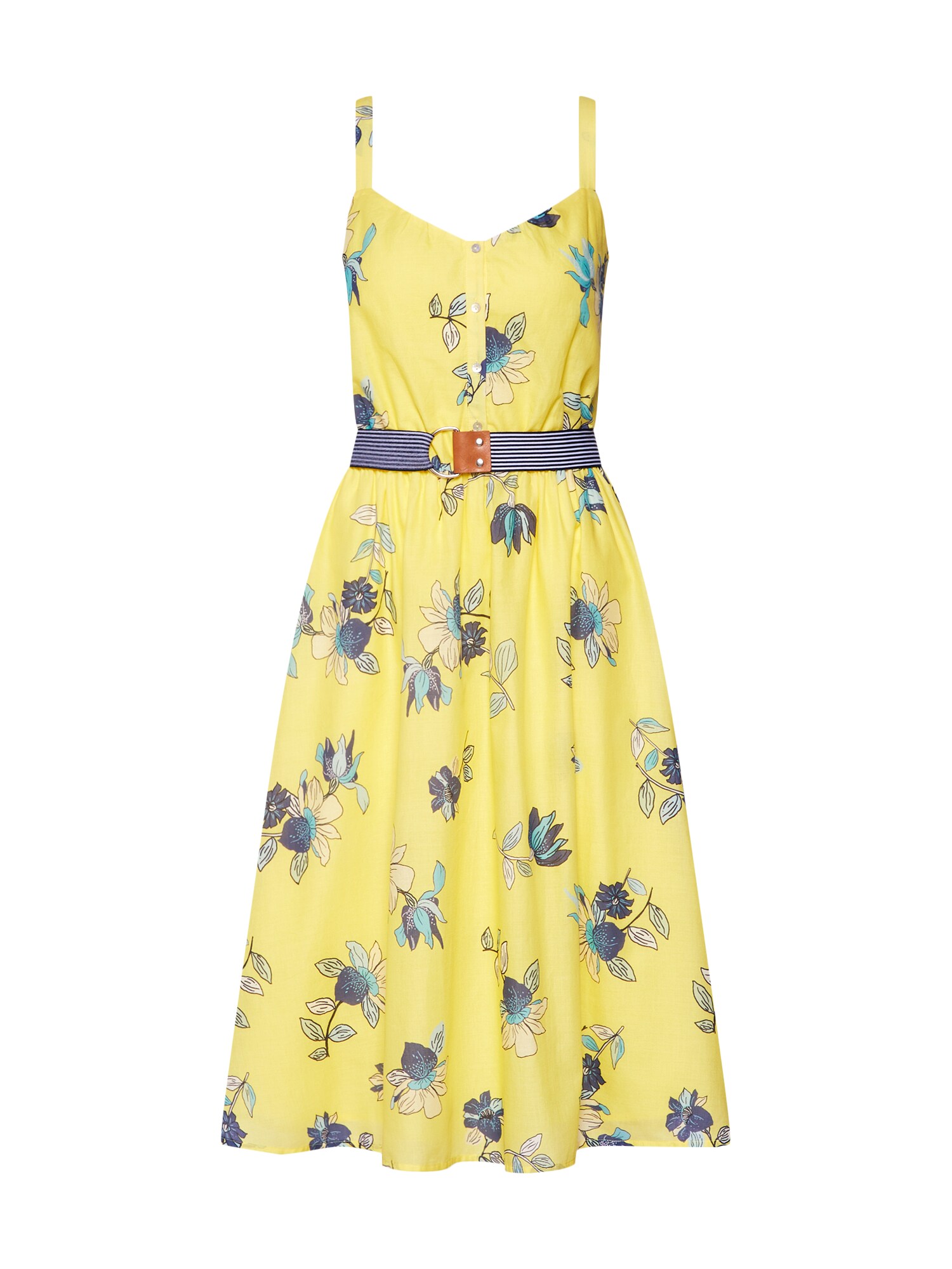 Edc By Esprit Dames Zomerjurk Lichtblauw Geel edc by esprit kopen in de aanbieding