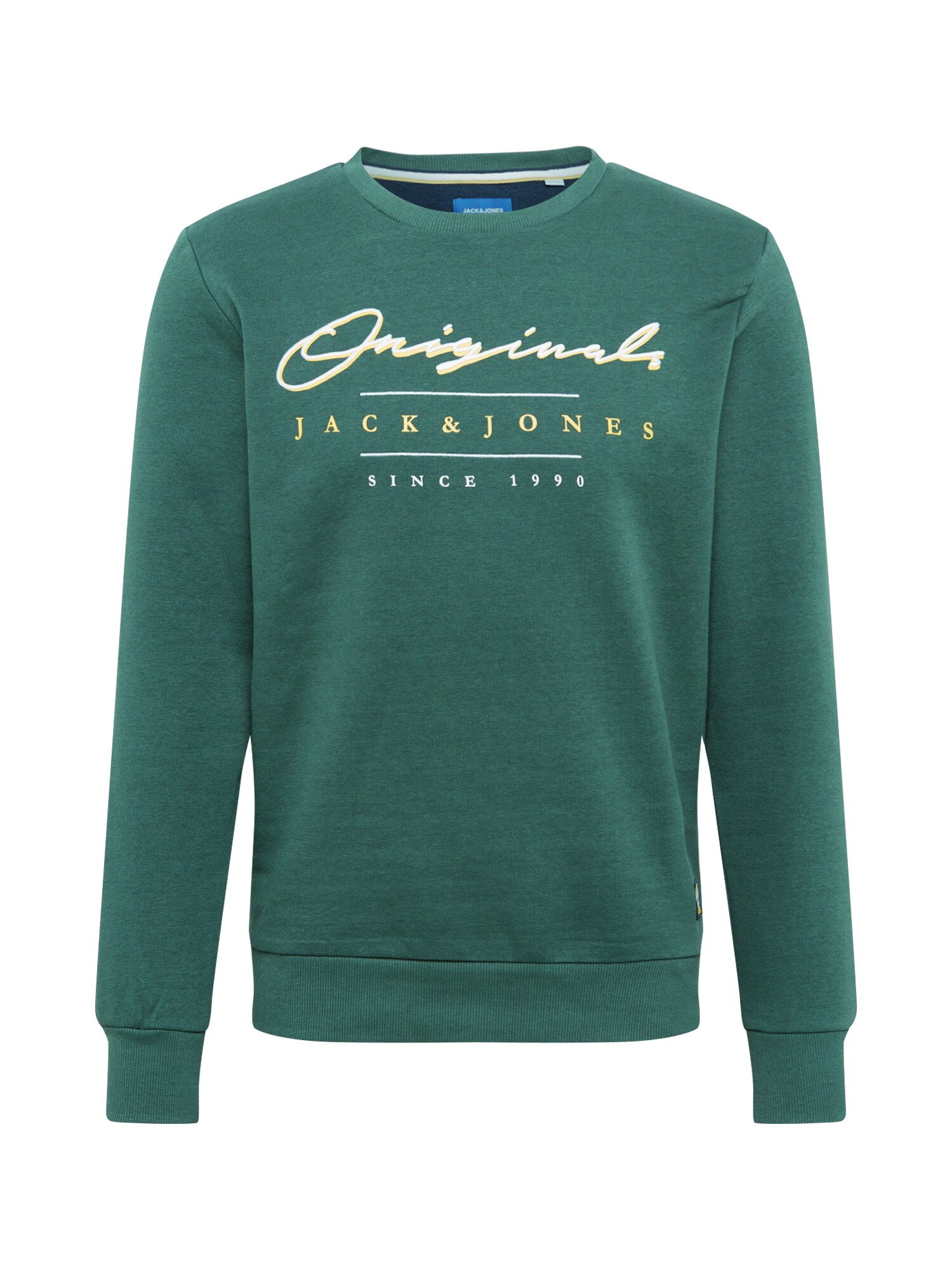 JACK & JONES Megztinis be užsegimo 'STATION'  geltona / nefrito spalva / balta