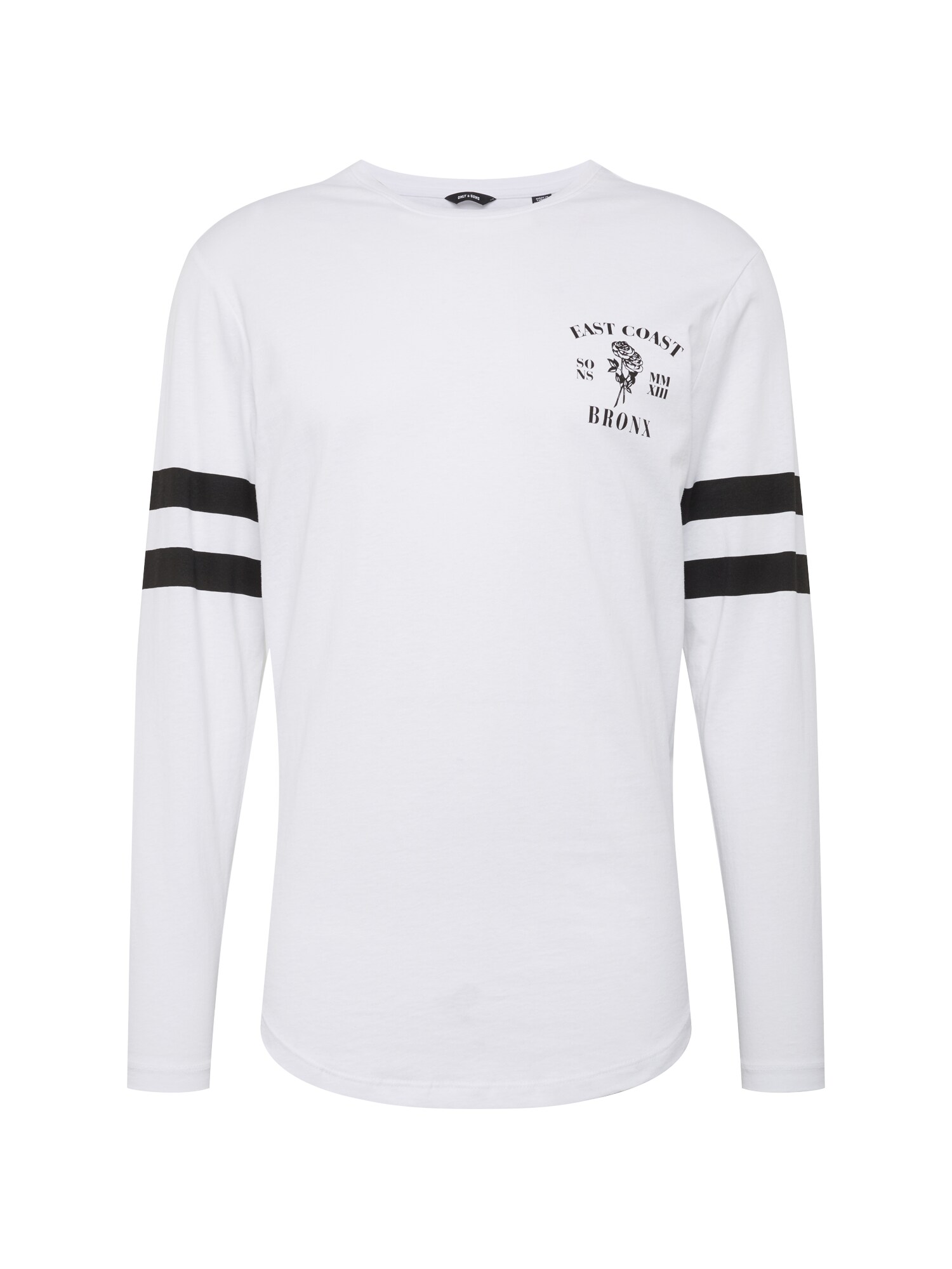 Only Sons Heren Shirt Onsseast Ls Tee Zwart Wit only sons kopen in de aanbieding