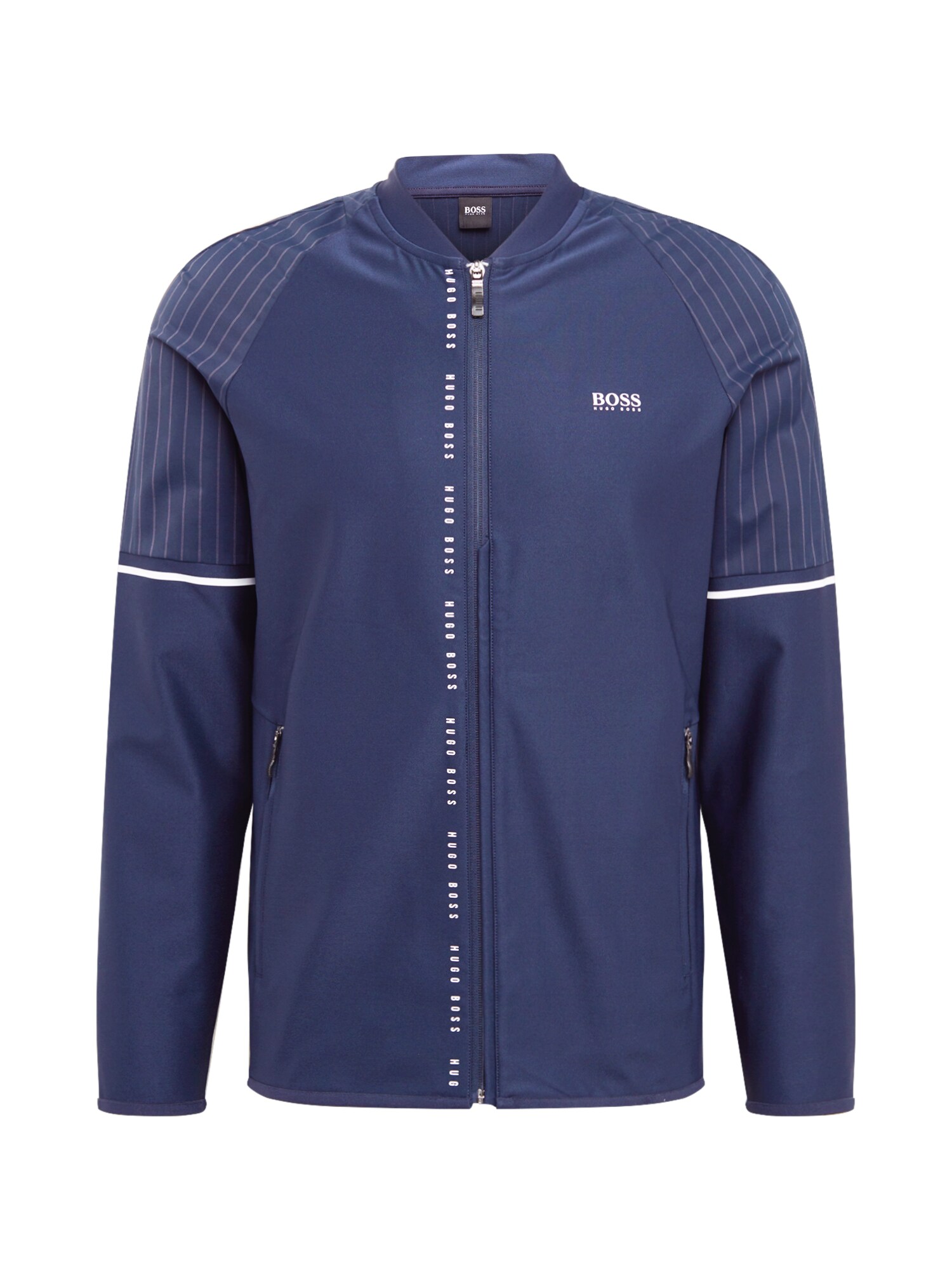 BOSS ATHLEISURE Džemperis 'Sariq'  tamsiai mėlyna / balta