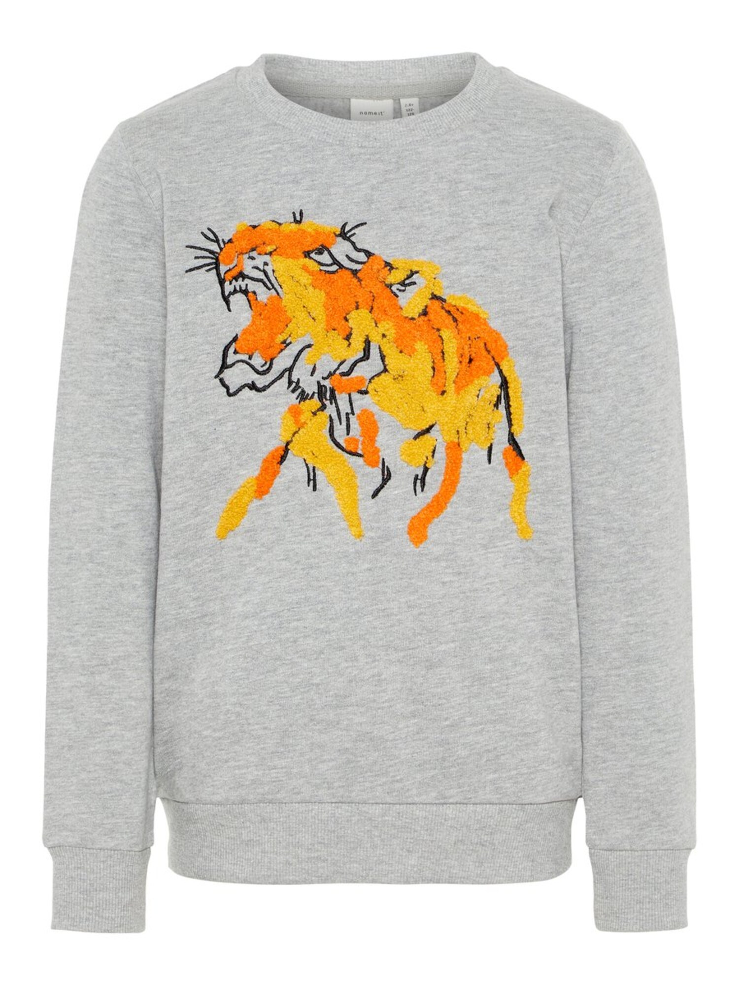 Name It Jongens Sweatshirt Grijs Gemeleerd Sinaasappel name it kopen in de aanbieding