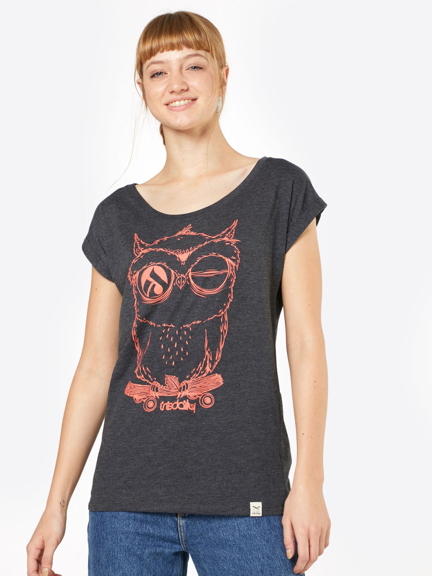 Iriedaily Tričko 'Skateowl 2' antracitová / melónová (obrázok 4)
