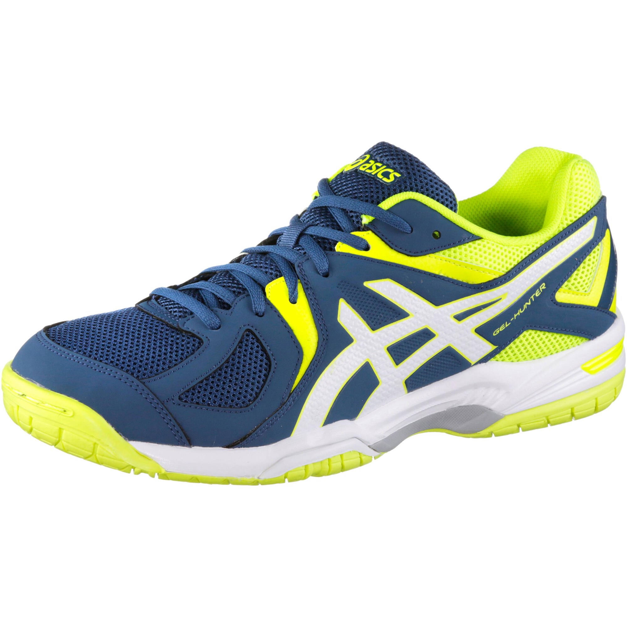 Asics Heren Sportschoen Gel Hunter 3 Blauw Neongeel asics kopen in de aanbieding