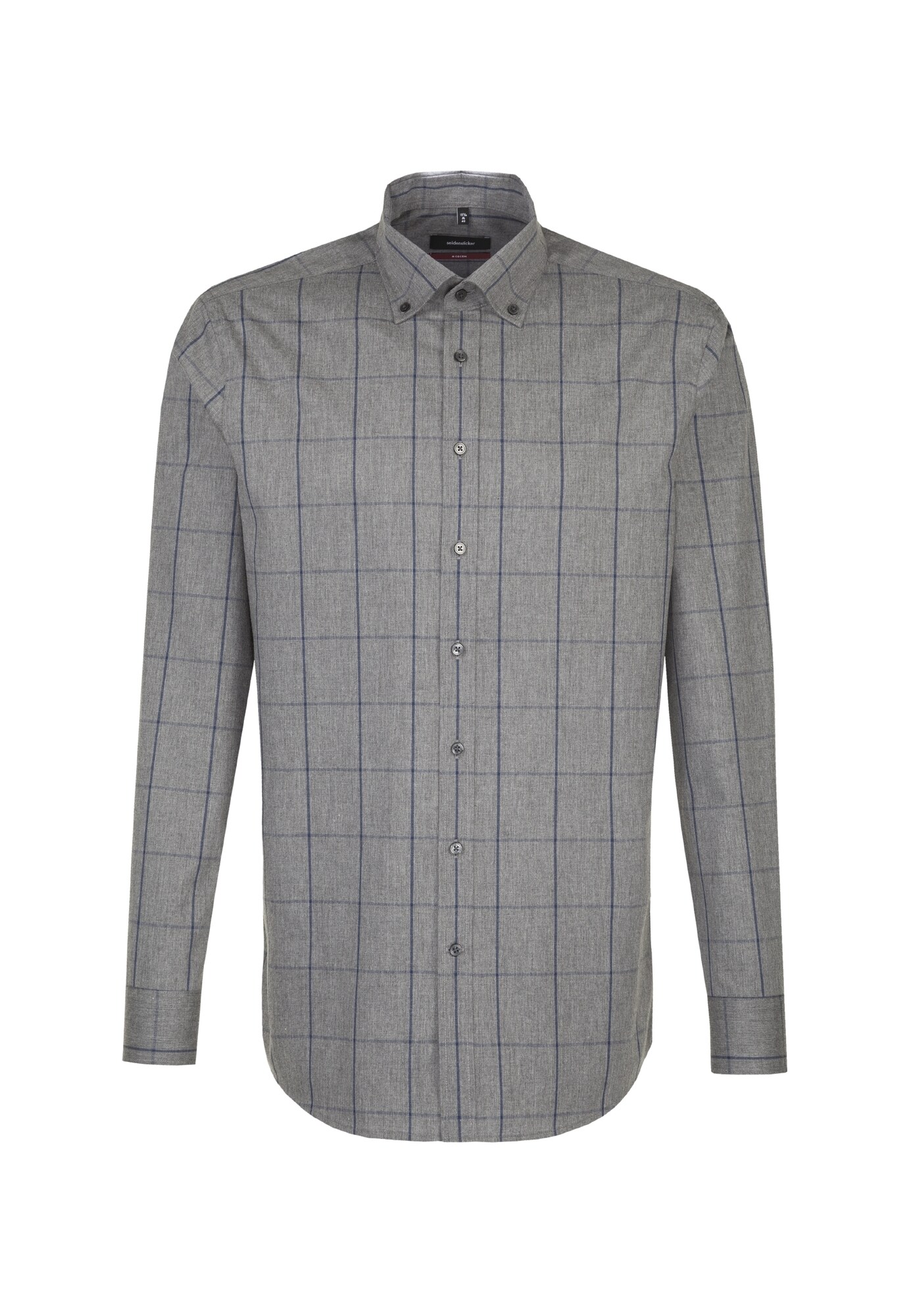 Seidensticker Heren Zakelijk Overhemd Modern Blauw Grijs Gemeleerd seidensticker kopen in de aanbieding