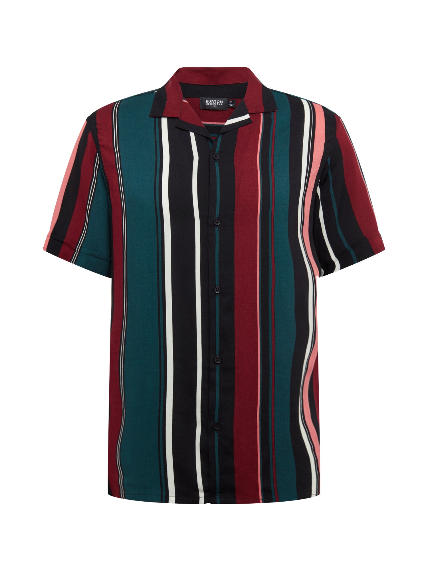 BURTON MENSWEAR LONDON Dalykiniai marškiniai 'SS GRN BUR PINK STRP'  burgundiško vyno spalva / rožinė / žalia