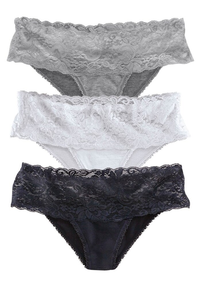 VIVANCE Active Brasilslips (3 Stck.) Damen Größe M grau / schwarz / weiß