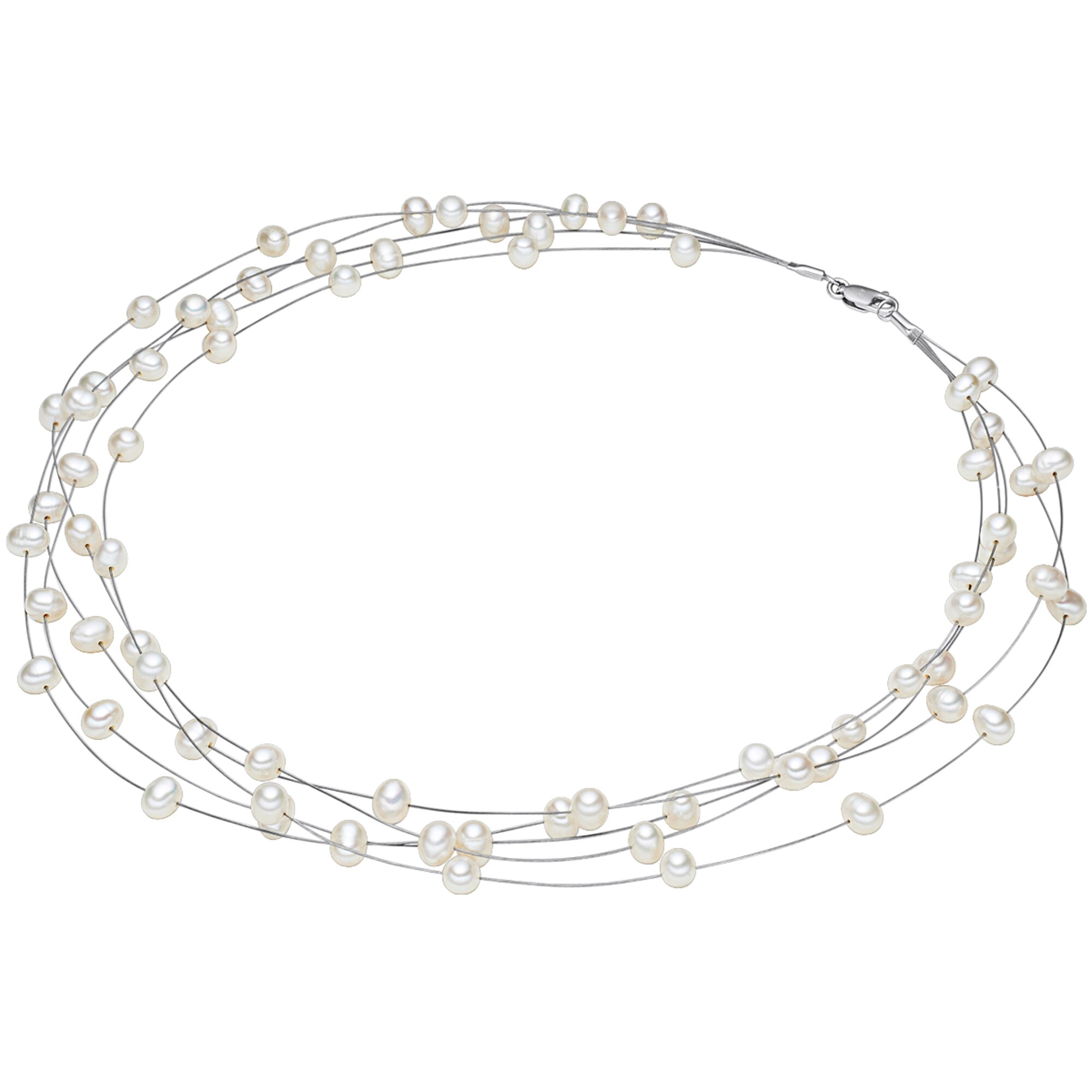 Valero Pearls Ketting Zilver / Parelwit