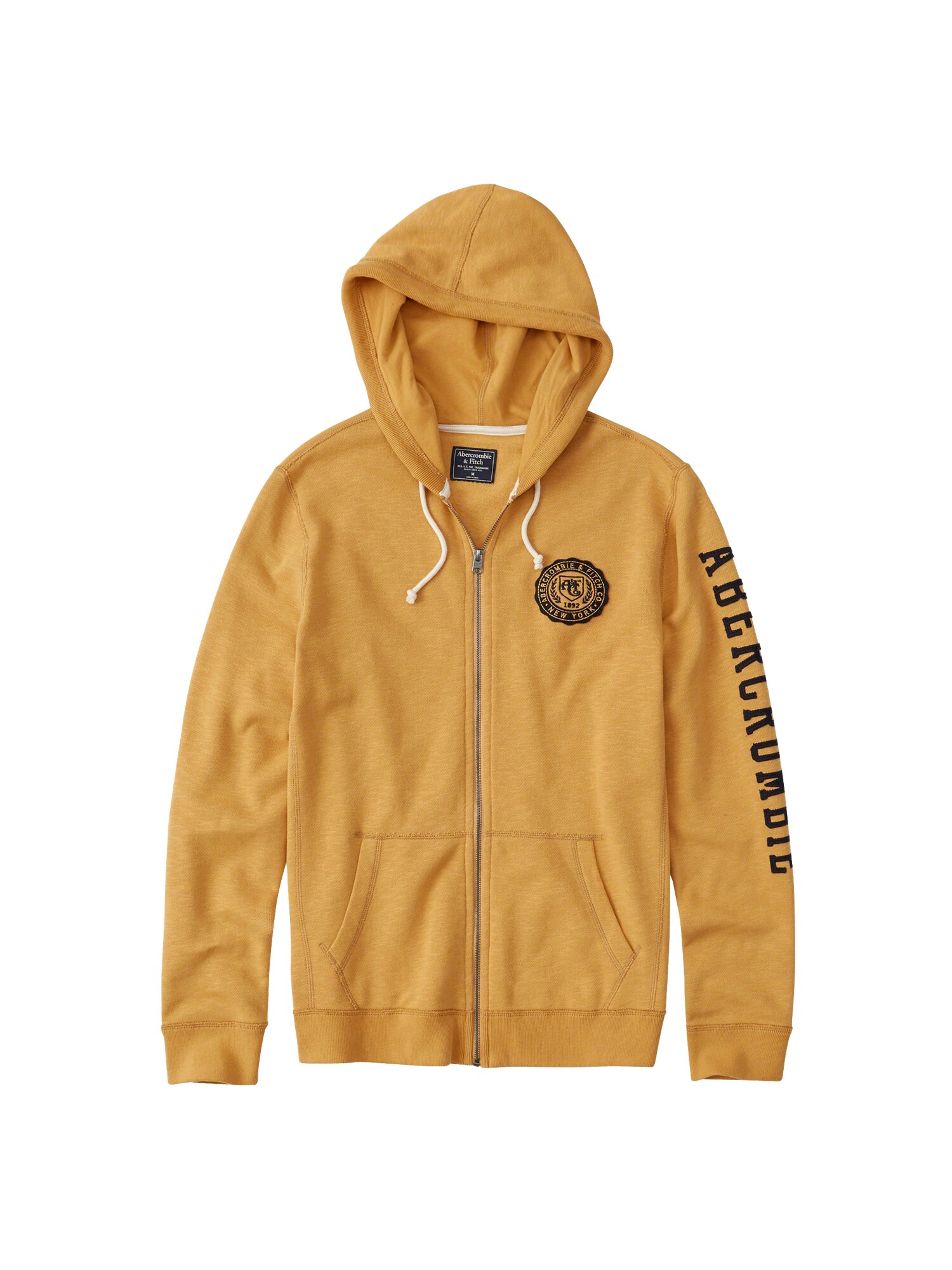 Abercrombie Fitch Heren Sweatvest Core Logo Fullzip Yellow Geel abercrombie fitch kopen in de aanbieding