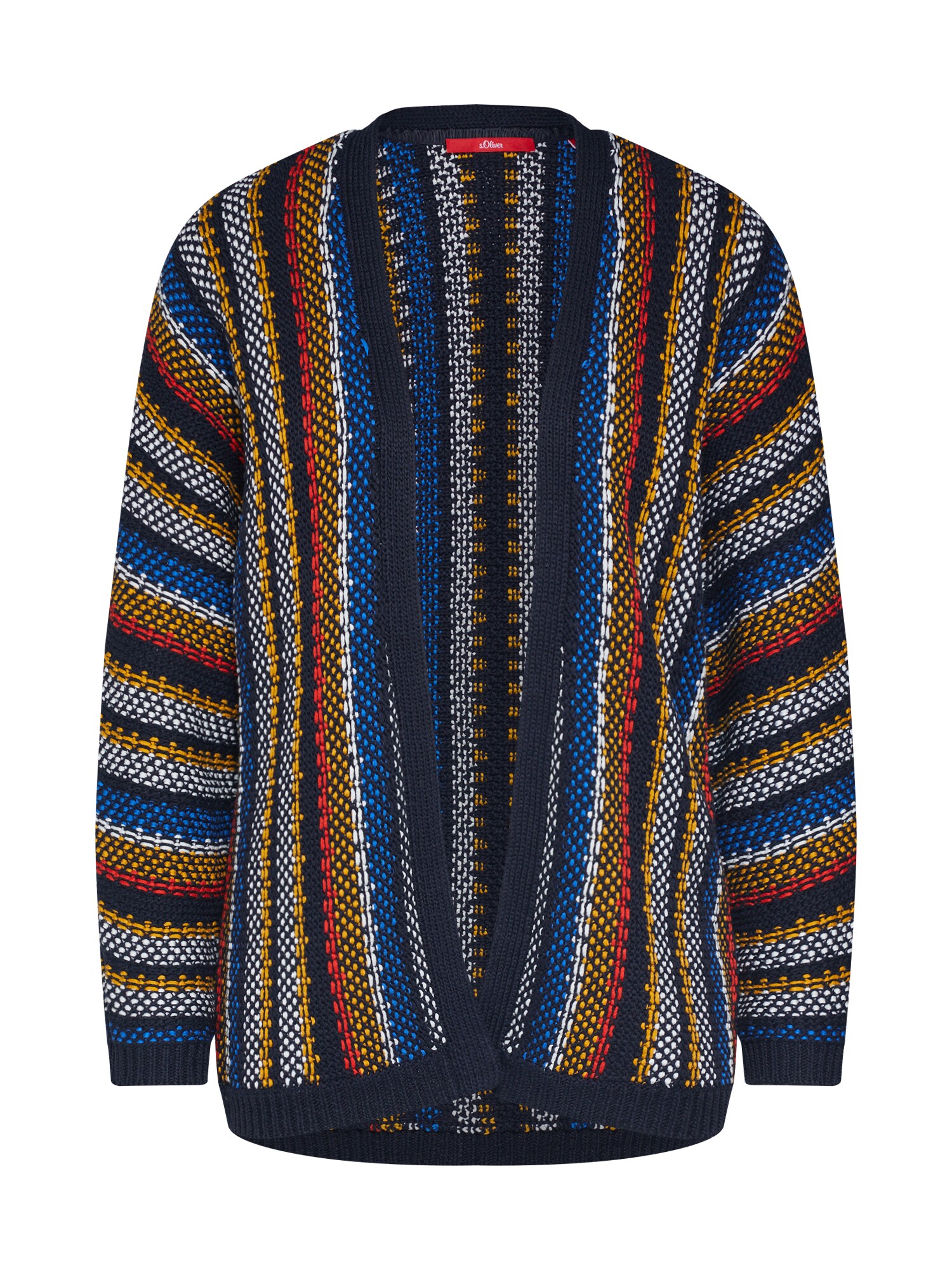 Soliver Red Label Dames Gebreid Vest Mulitcolour Strickjacke Kobaltblauw Geel Rood soliver red label kopen in de aanbieding