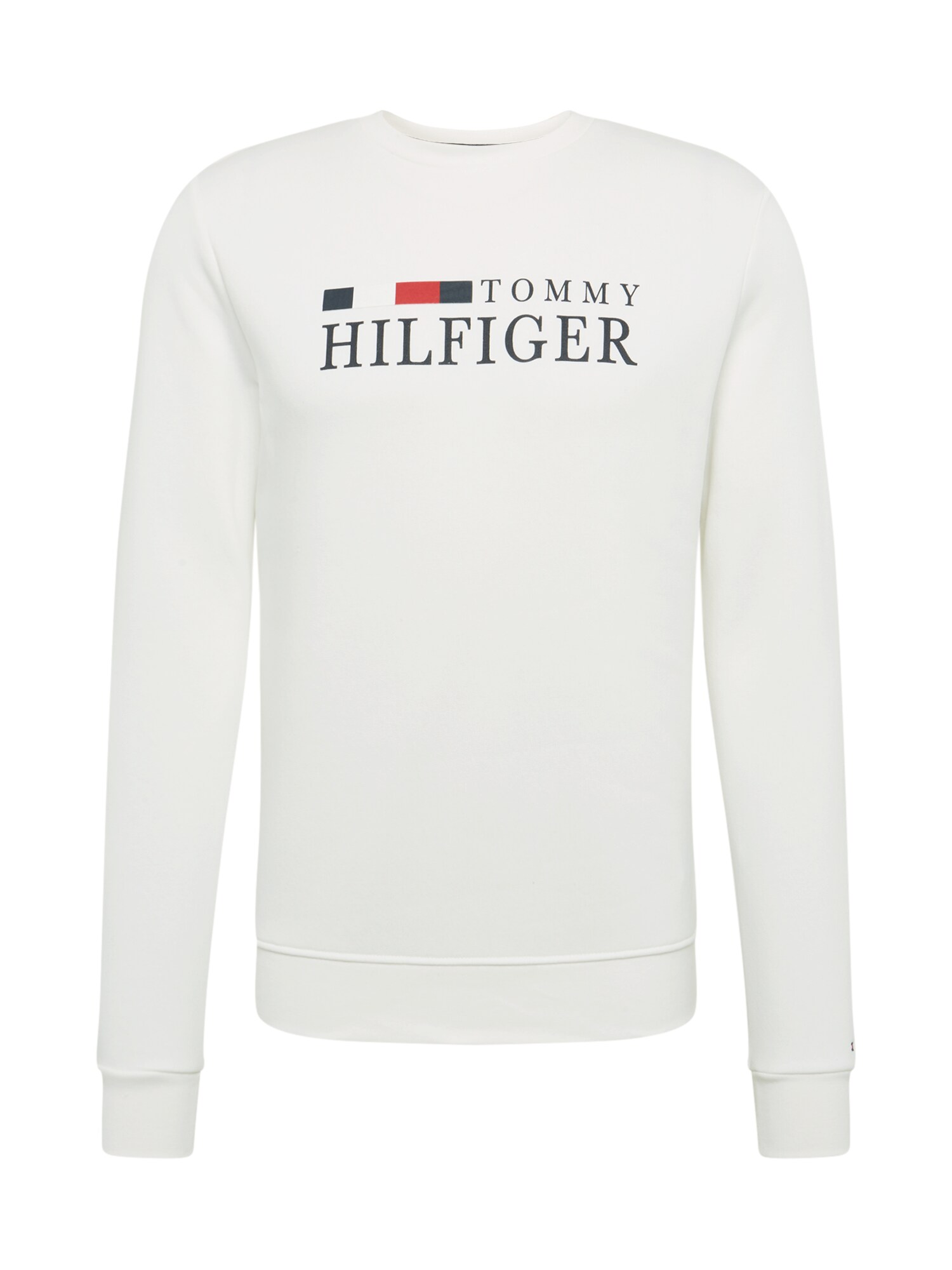 TOMMY HILFIGER Megztinis be užsegimo  nebalintos drobės spalva / tamsiai mėlyna / balta