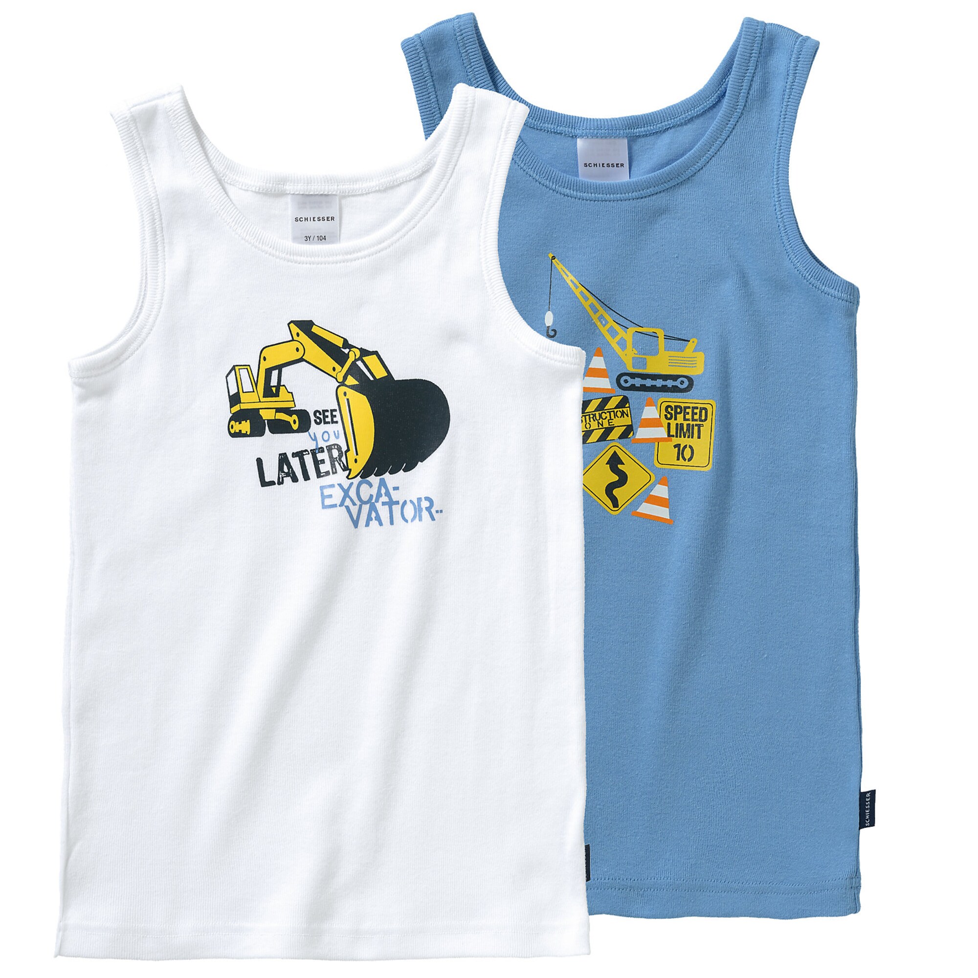 Schiesser Jongens Onderhemd Royal Bluekoningsblauw Gemengde Kleuren Wit schiesser kopen in de aanbieding