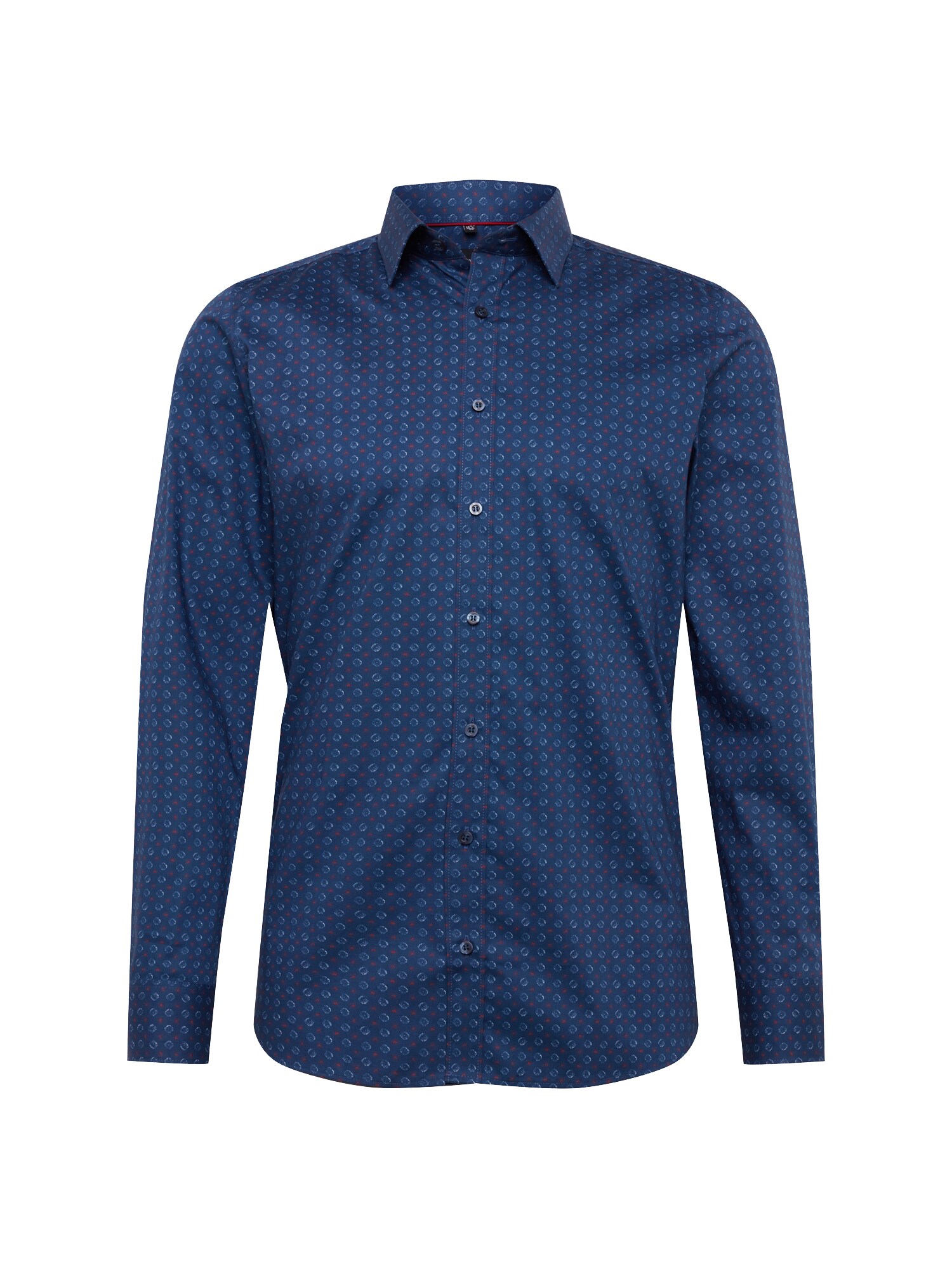 Olymp Heren Overhemd Level 5 City Print Donkerblauw Rood Wit olymp kopen in de aanbieding