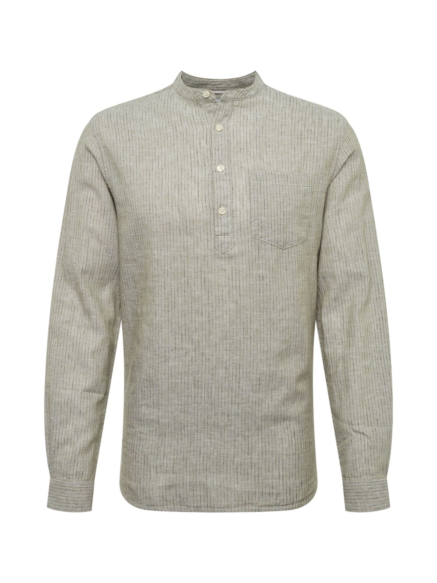 Only Sons Heren Overhemd Caiden Ls Stripe Half Placket Shirt Groen only sons kopen in de aanbieding