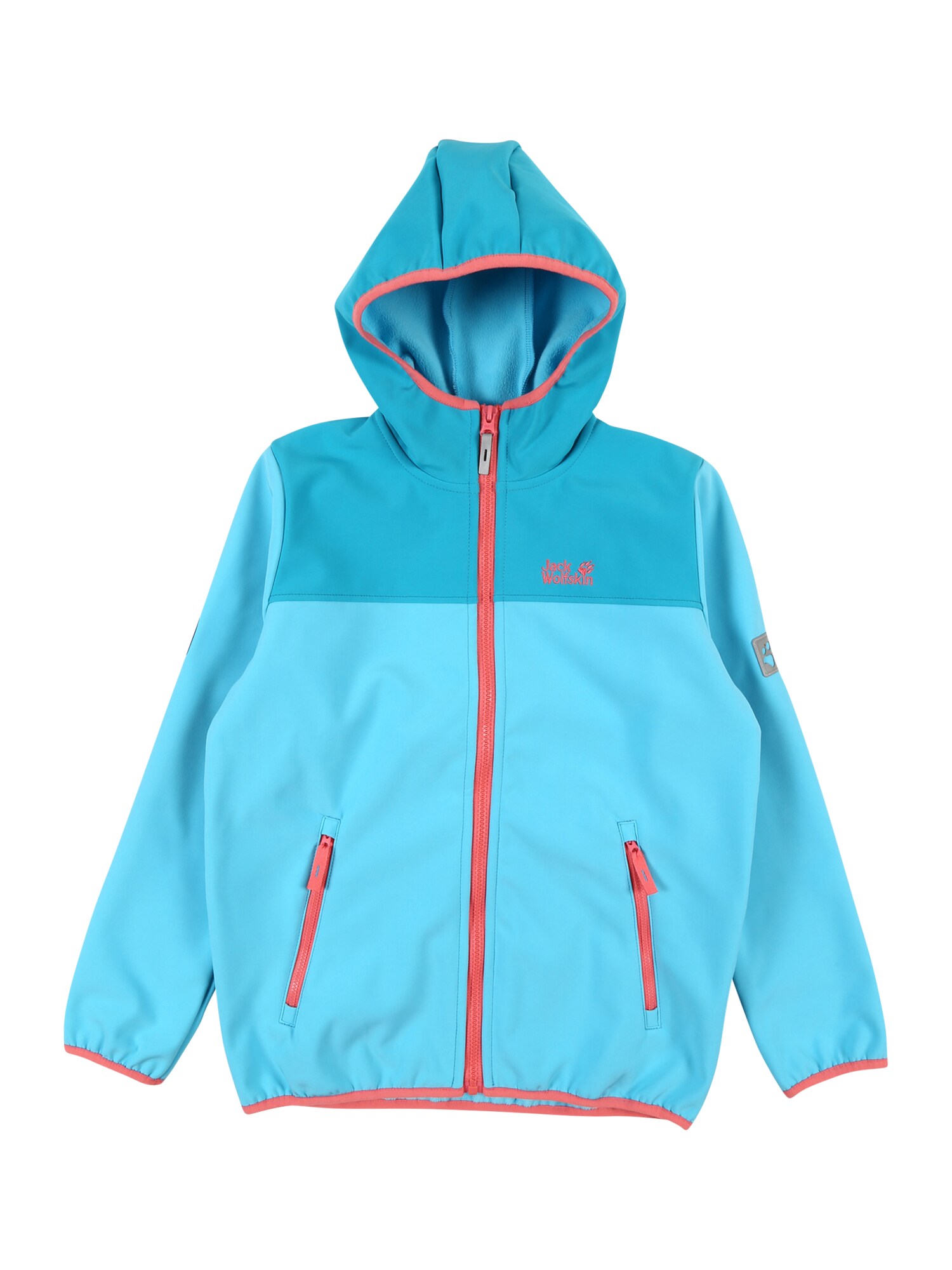 JACK WOLFSKIN Laisvalaikio striukė 'Four Winds'  turkio spalva / šviesiai mėlyna / koralų splava