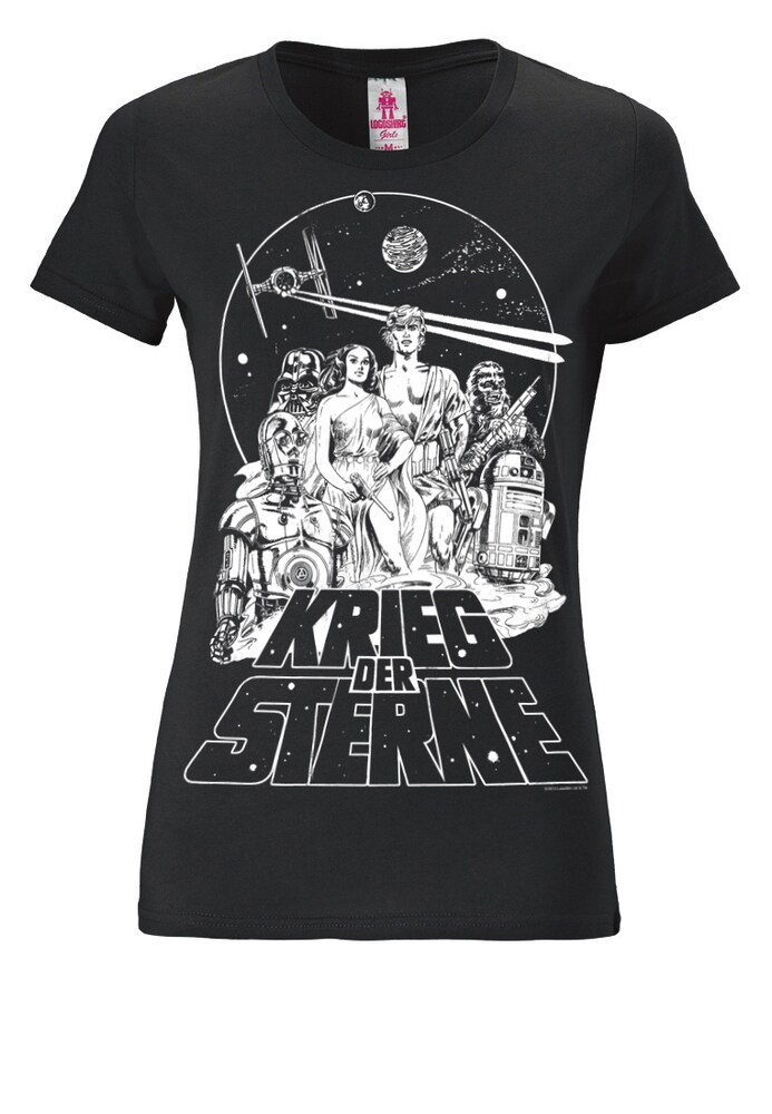 LOGOSHIRT T-Shirt 'Krieg der Sterne - Star Wars' Damen Größe S schwarz / weiß