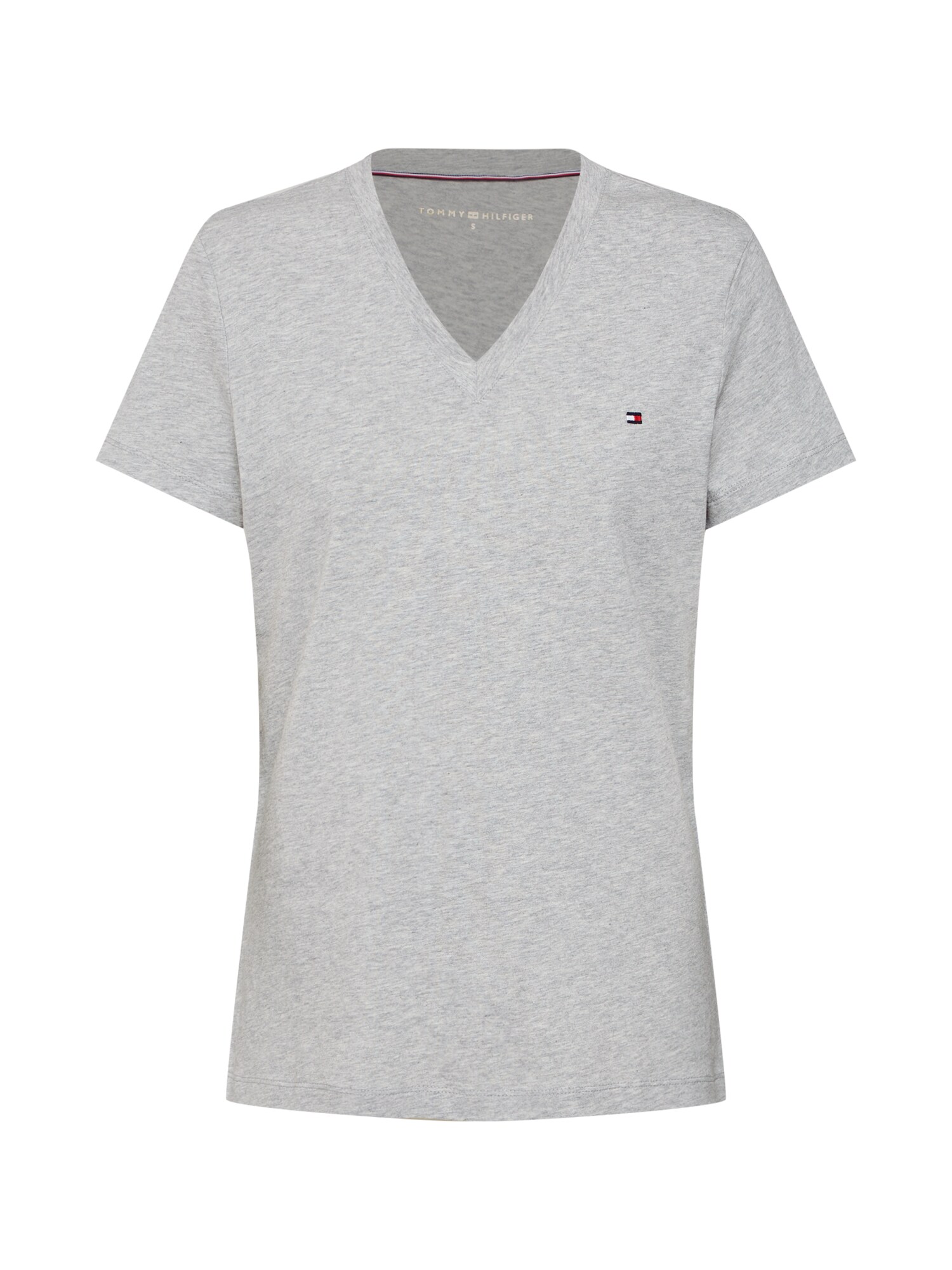 TOMMY HILFIGER Marškinėliai 'HERITAGE V-NECK TEE'  margai pilka / šviesiai pilka